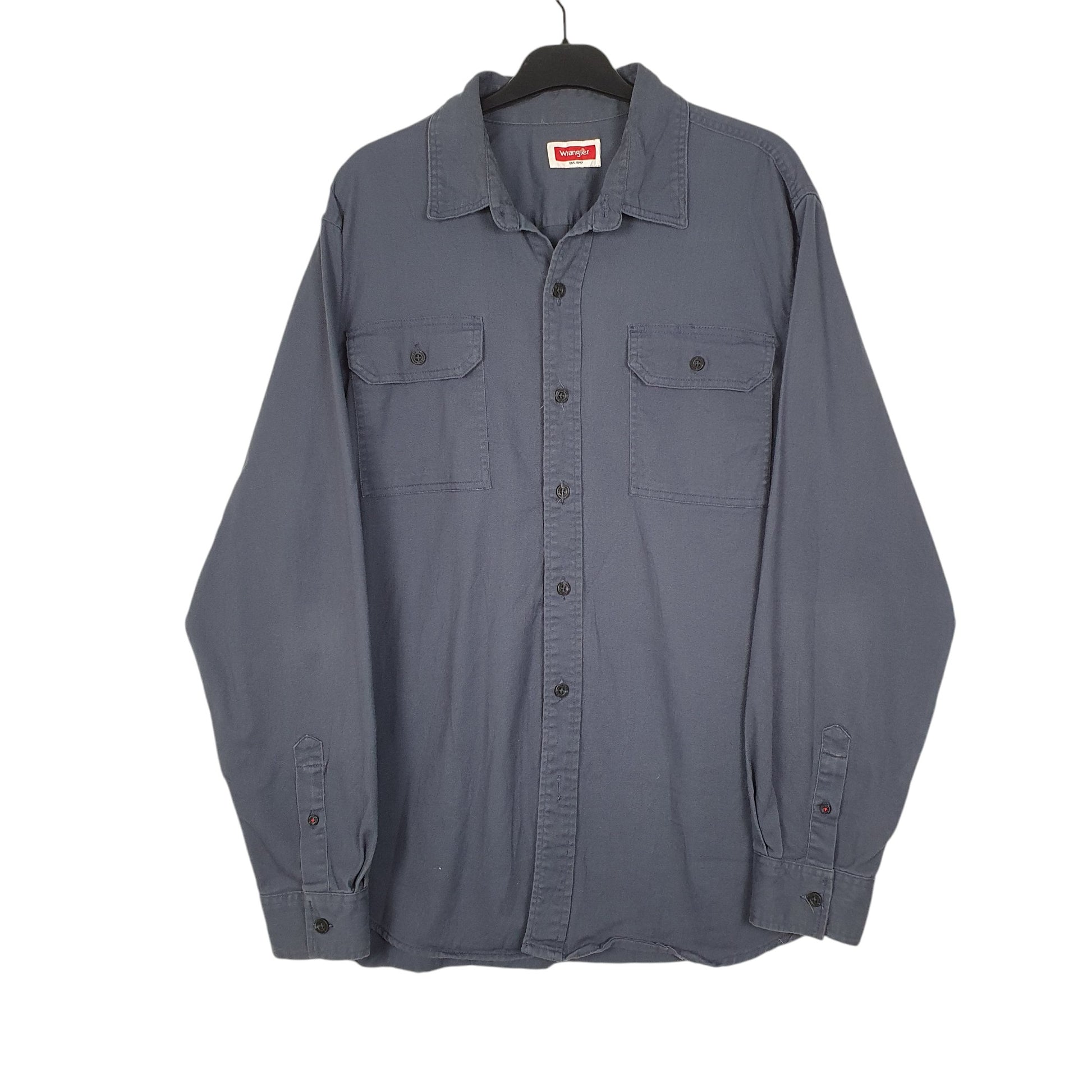 Mens Navy Wrangler  Long Sleeve Shirt