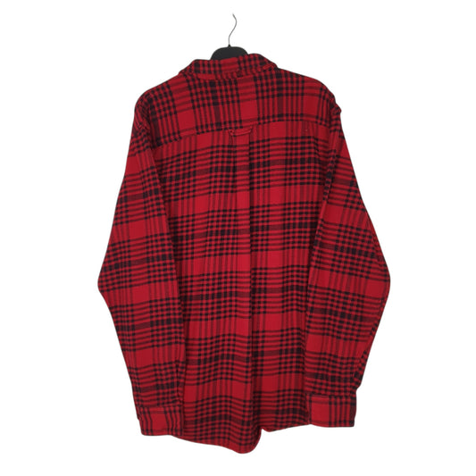 Mens Red Woolrich Thick Flannel Plaid Shacket  Shirt