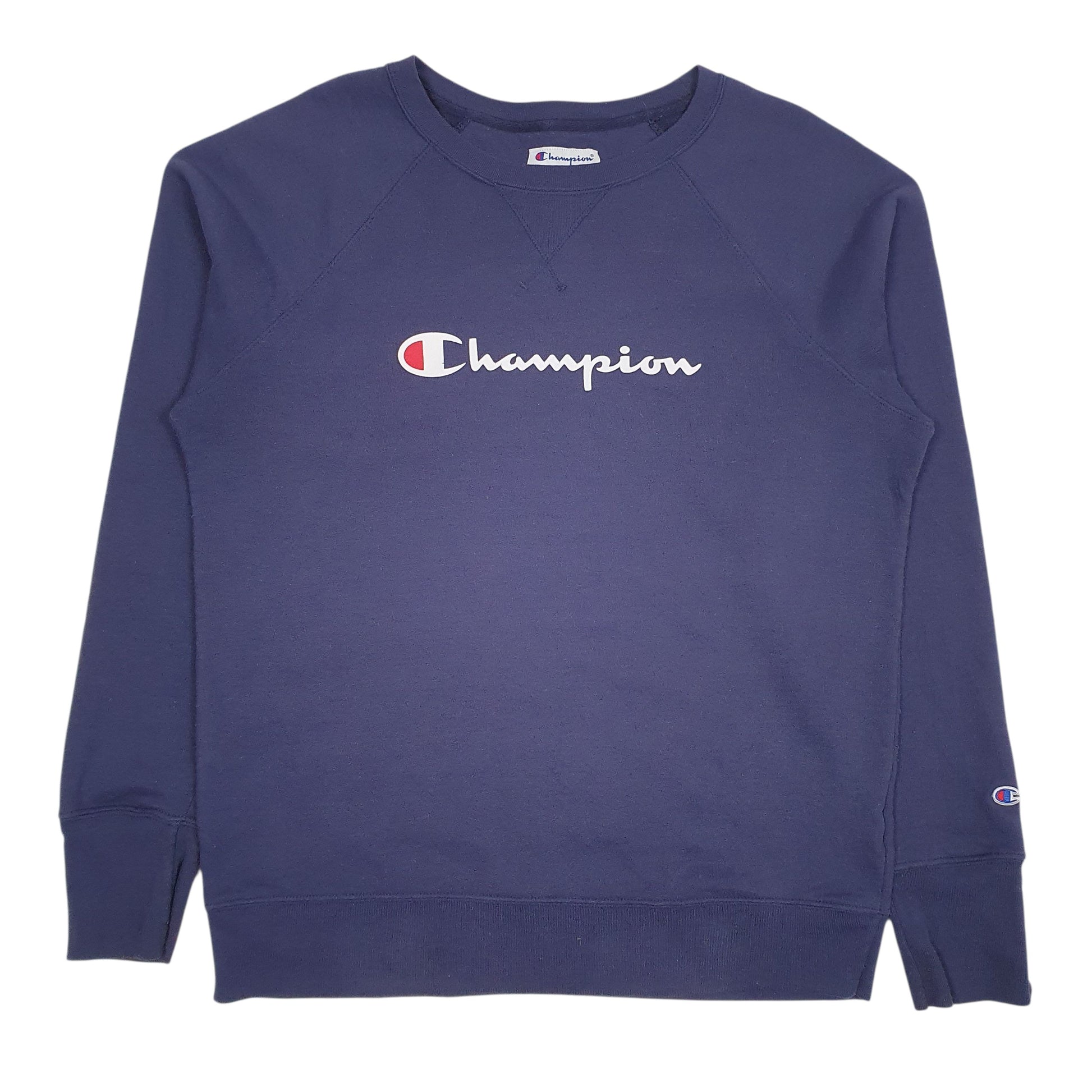 Mens Navy Champion Spellout Crewneck Jumper