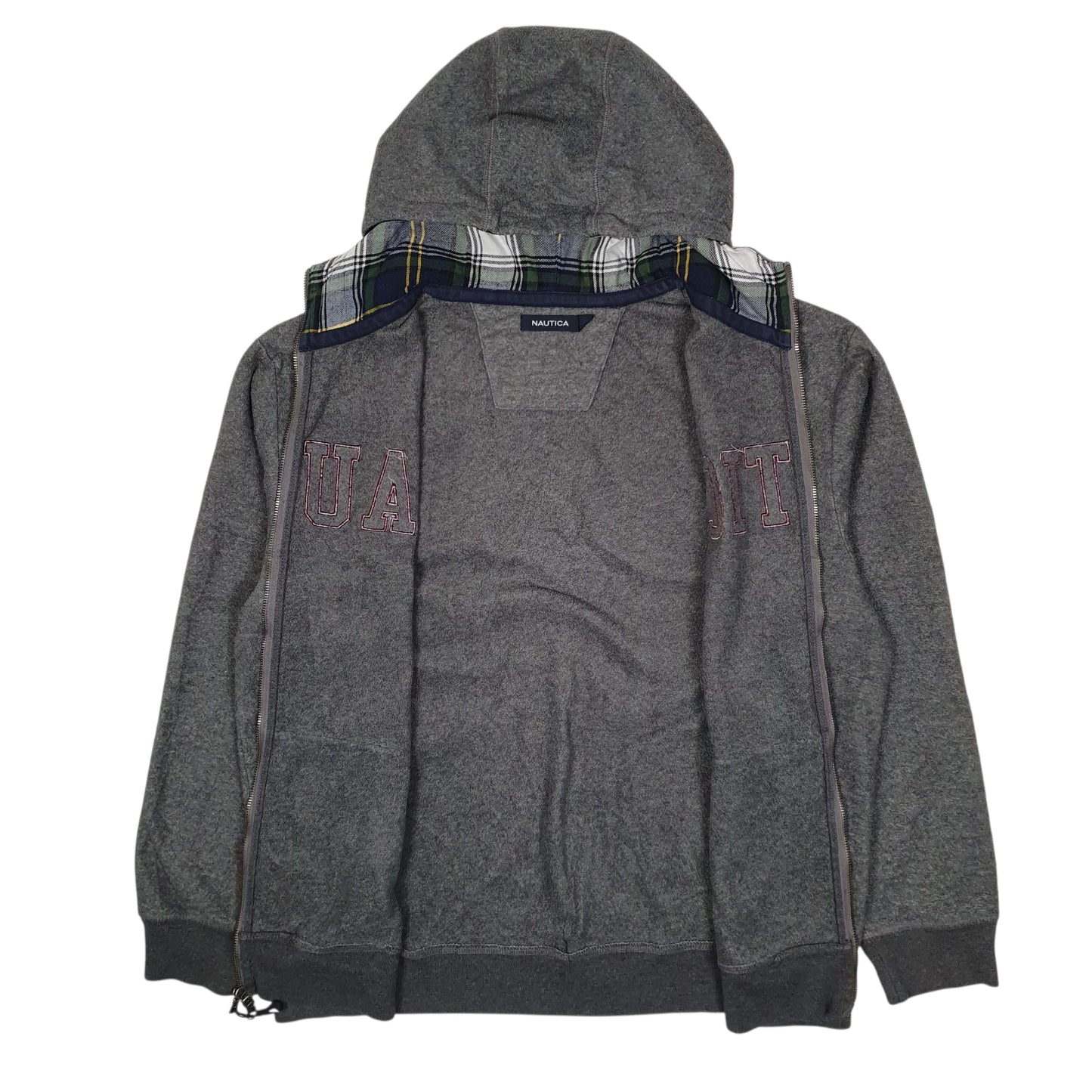 Mens Grey Nautica Hoodie Full Zip Jumper