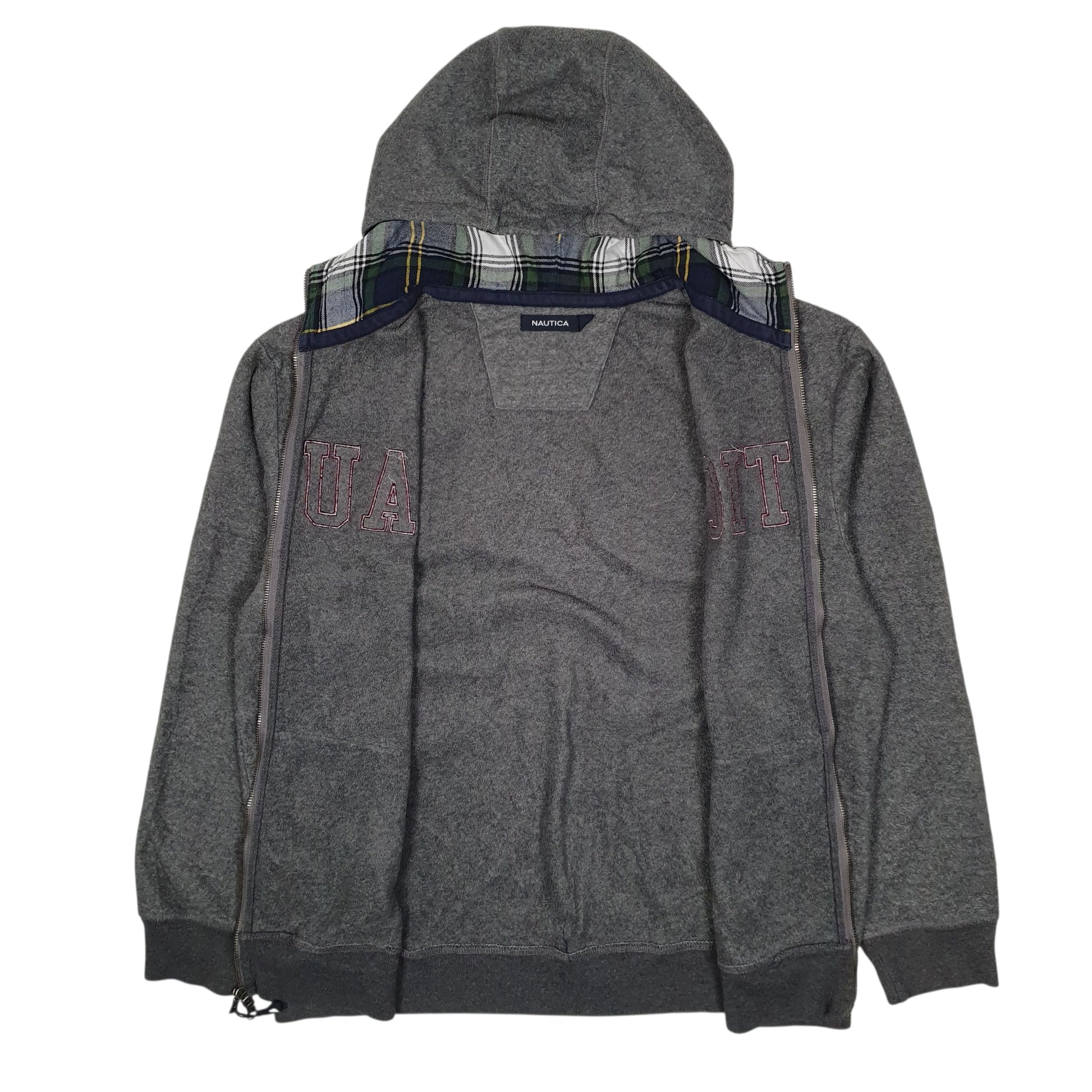 Mens Grey Nautica Hoodie Full Zip Jumper