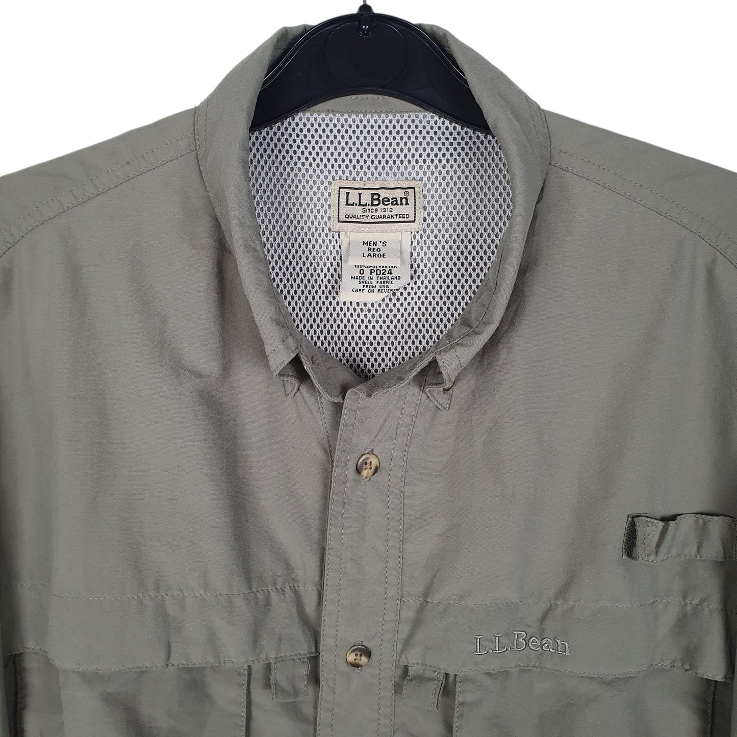 Mens Green L.L.Bean Hiking Walking  Shirt