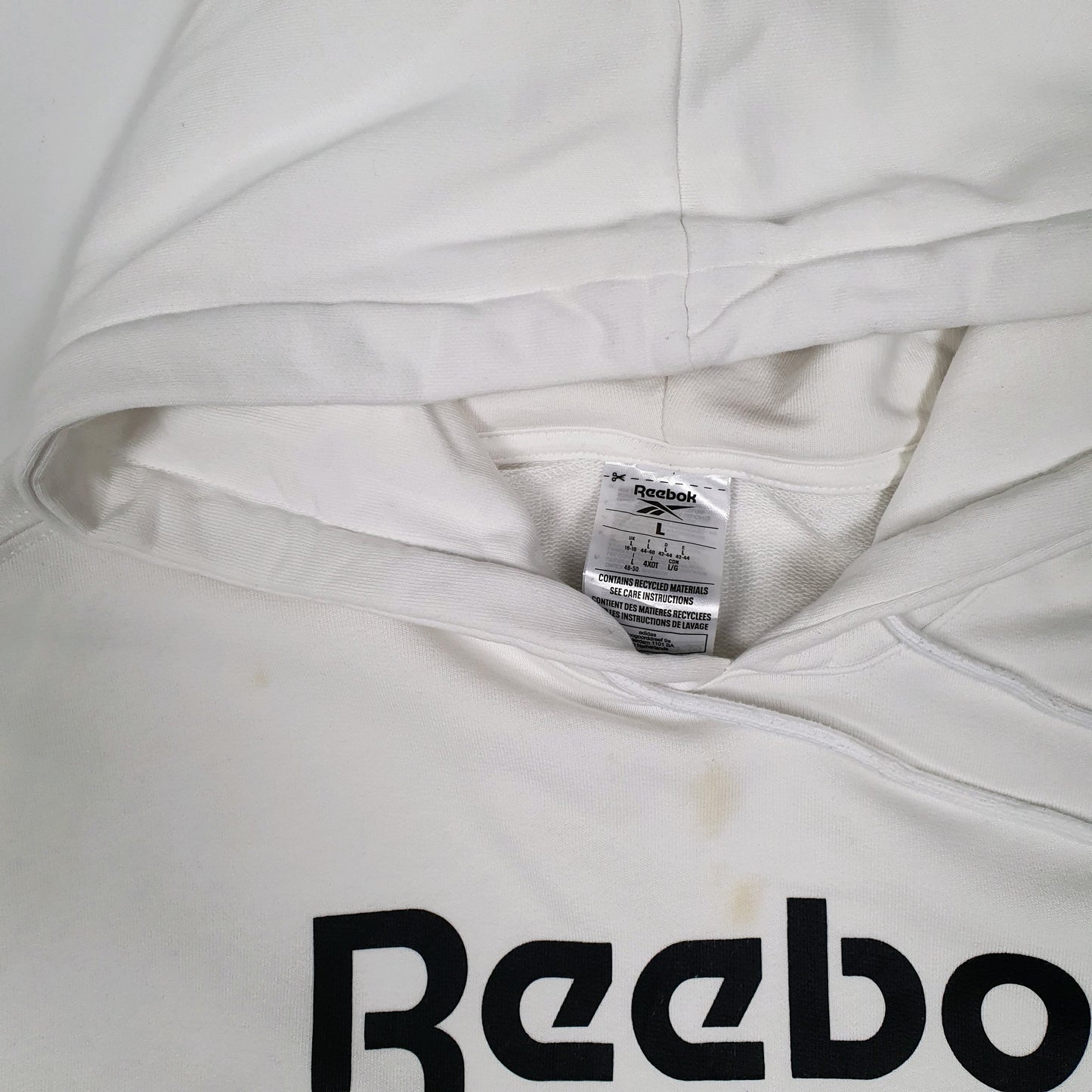 Mens White Reebok  Hoodie Jumper
