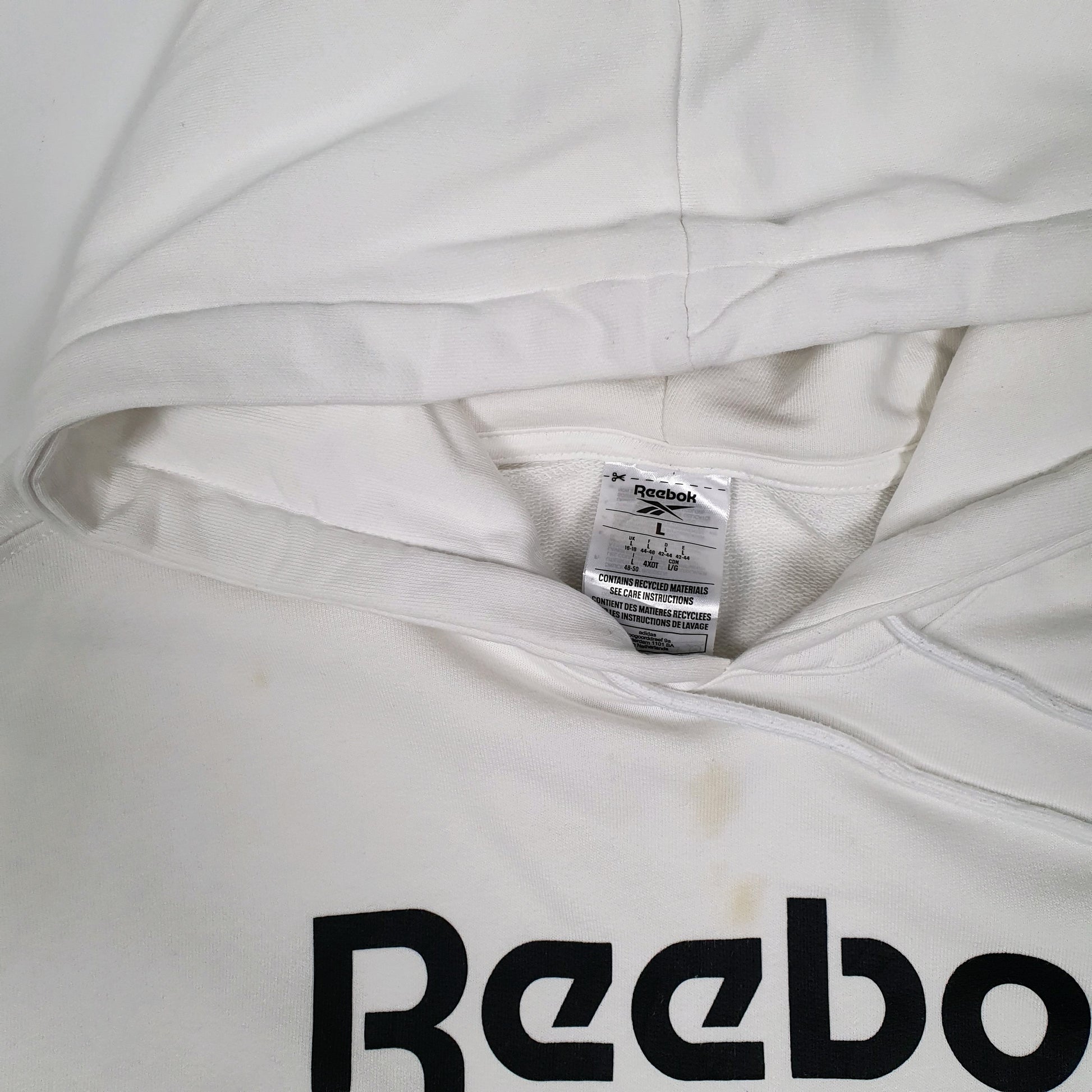 Mens White Reebok  Hoodie Jumper