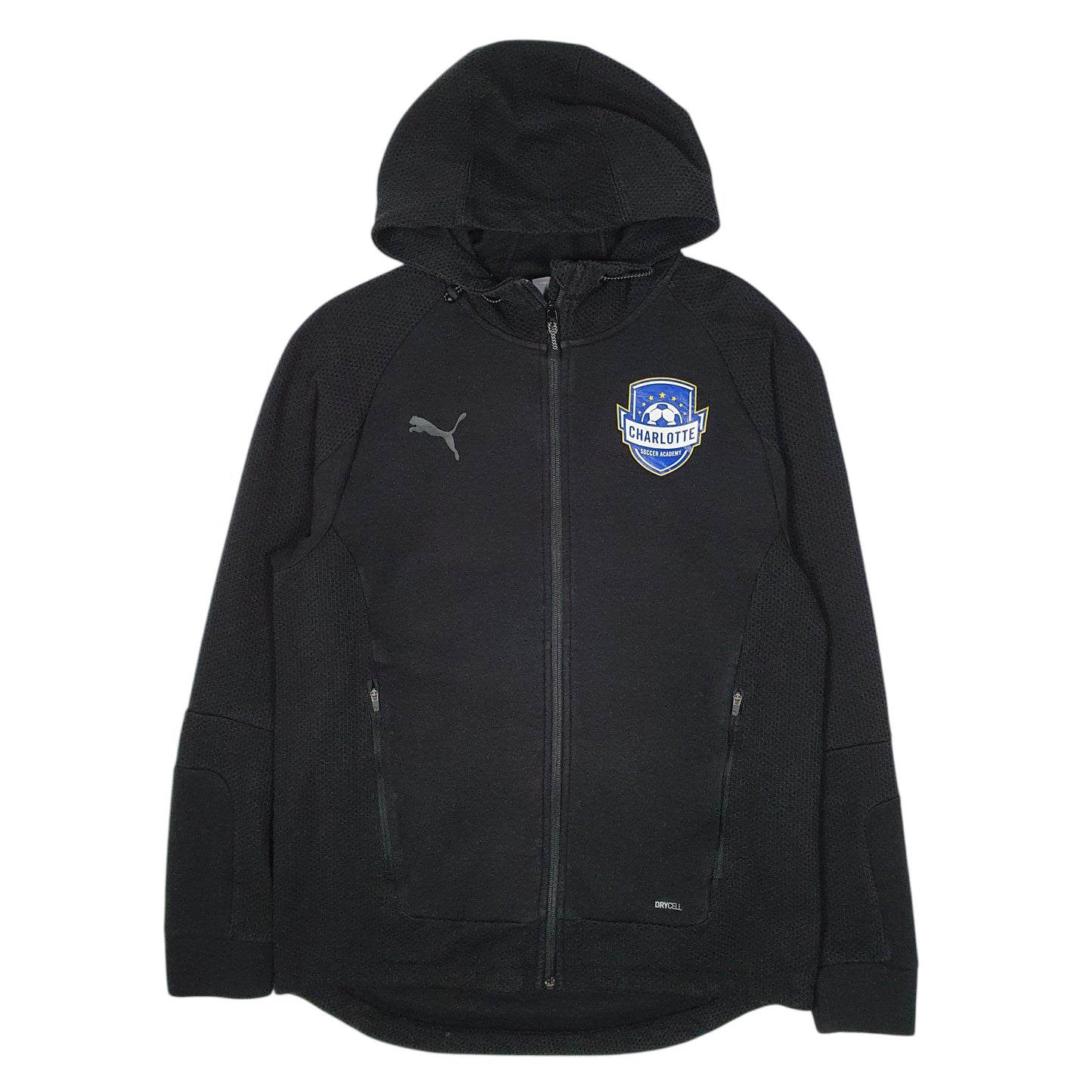 Mens Black Puma Drycell Hoodie Charlotte Soccer Full Zip Jumper
