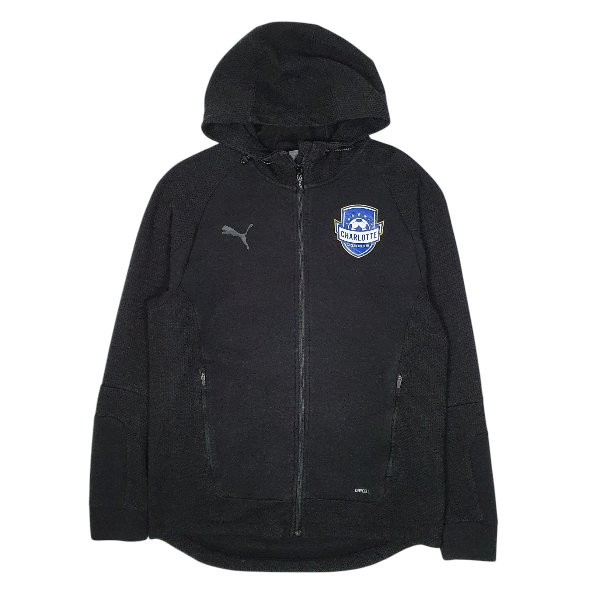 Mens Black Puma Drycell Hoodie Charlotte Soccer Full Zip Jumper