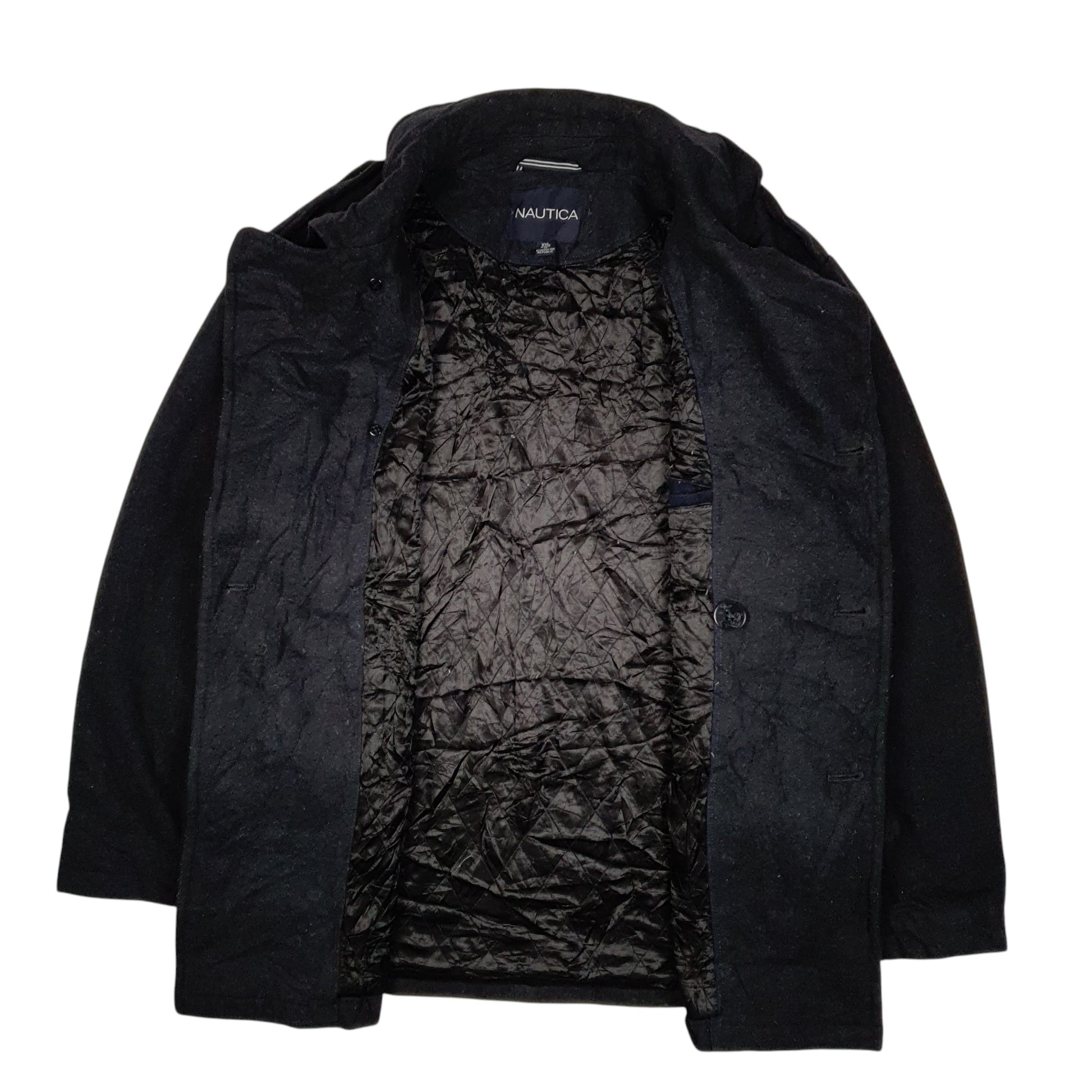 Mens Black Nautica Double Breated Pea  Coat