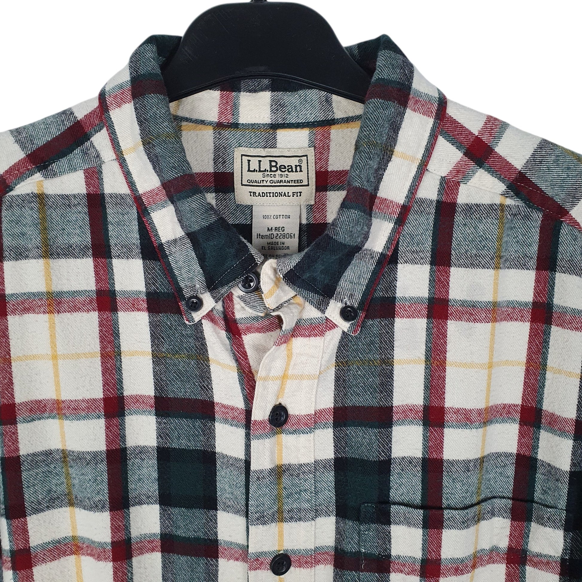 Mens Cream L.L.Bean Thick Flannel Plaid  Shirt