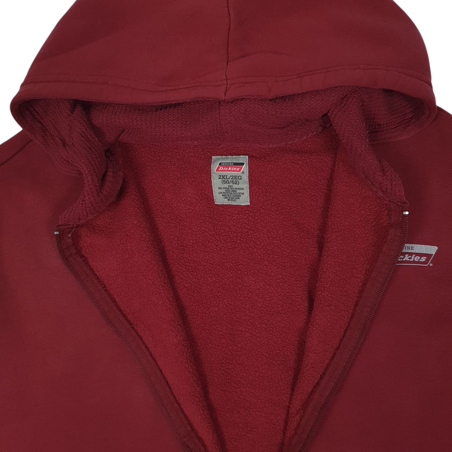 Mens Red Dickies Hoodie Full Zip Jumper