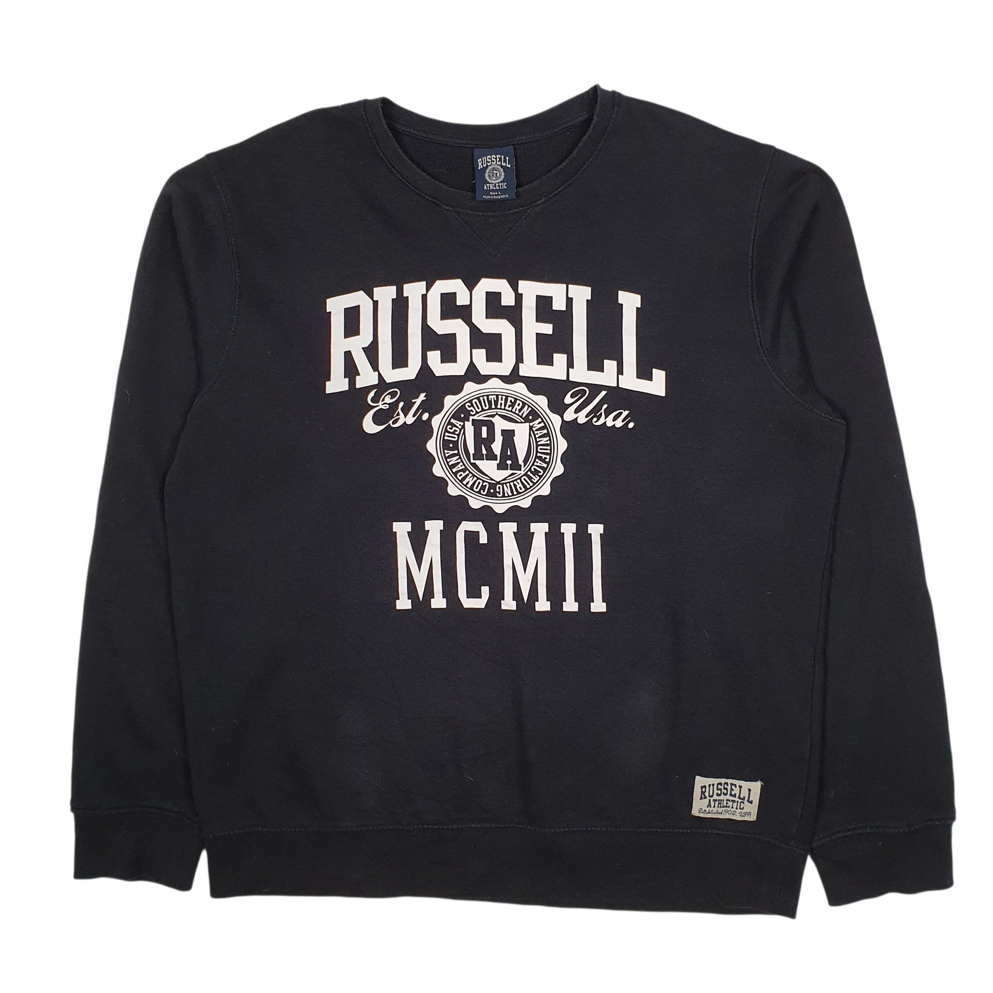 Mens Black Russell Athletic  Crewneck Jumper