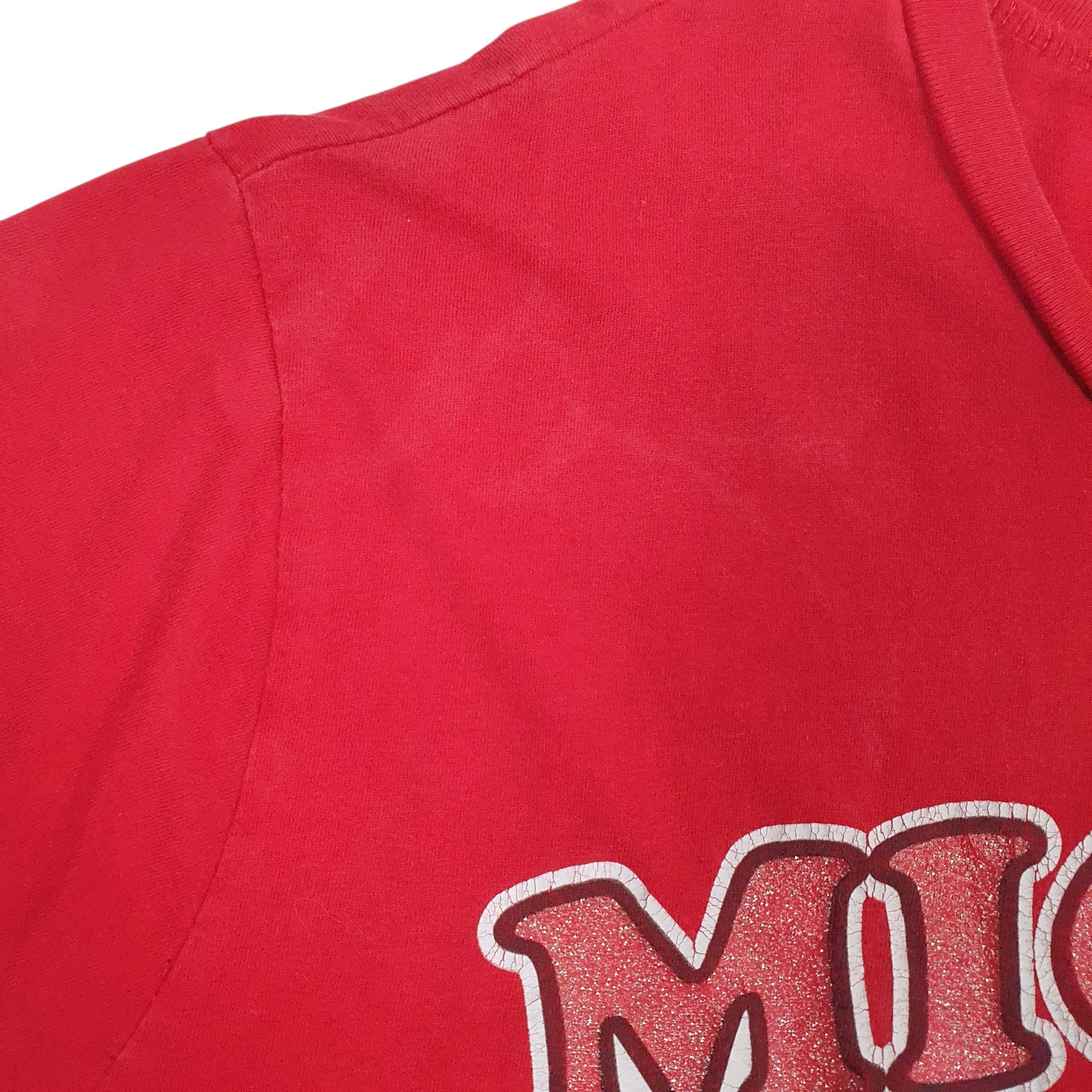 Womens Red Disney Mickey Mouse Crewneck T Shirt