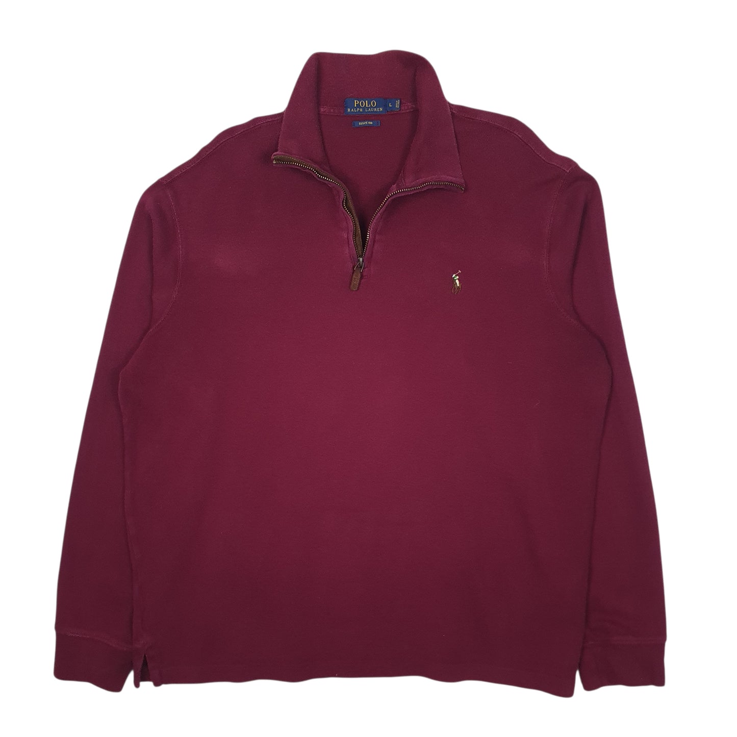 Mens Burgundy Polo Ralph Lauren Estate Rib Quarter Zip Jumper