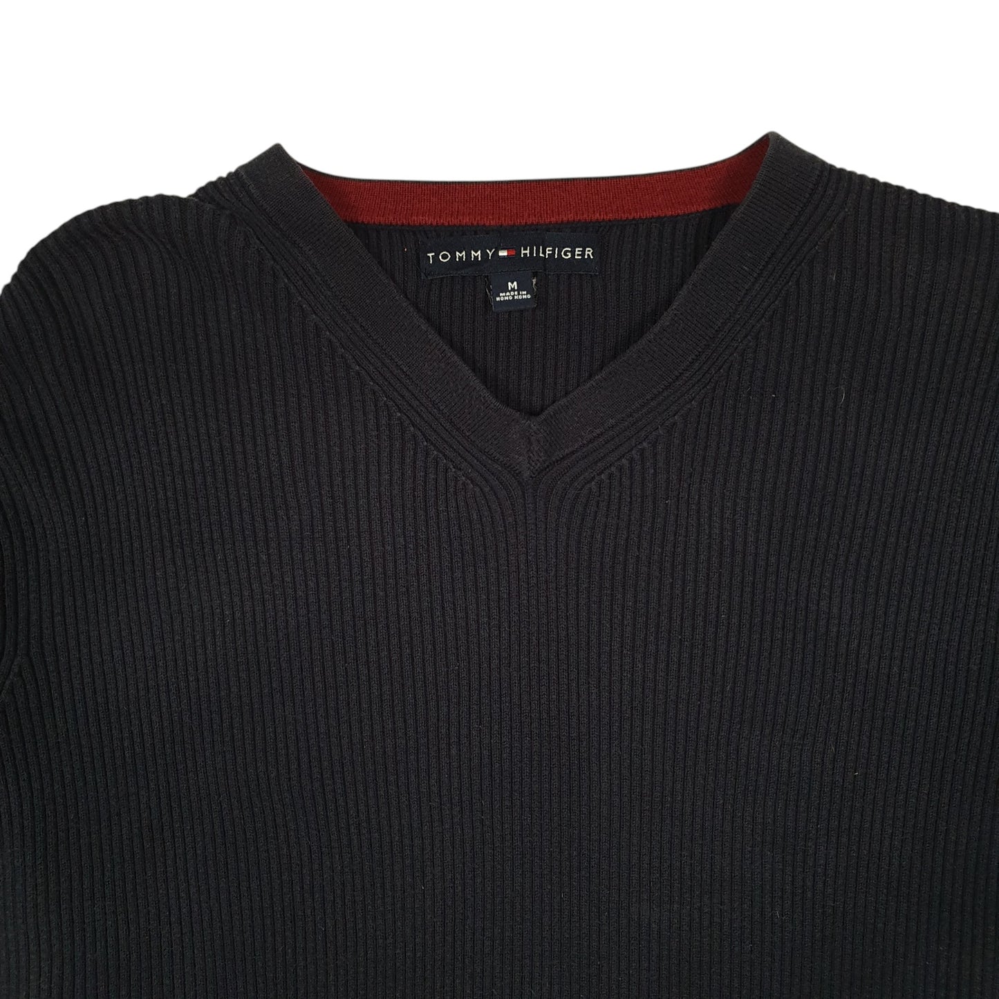Mens Navy Tommy Hilfiger Cable Knit V Neck Jumper