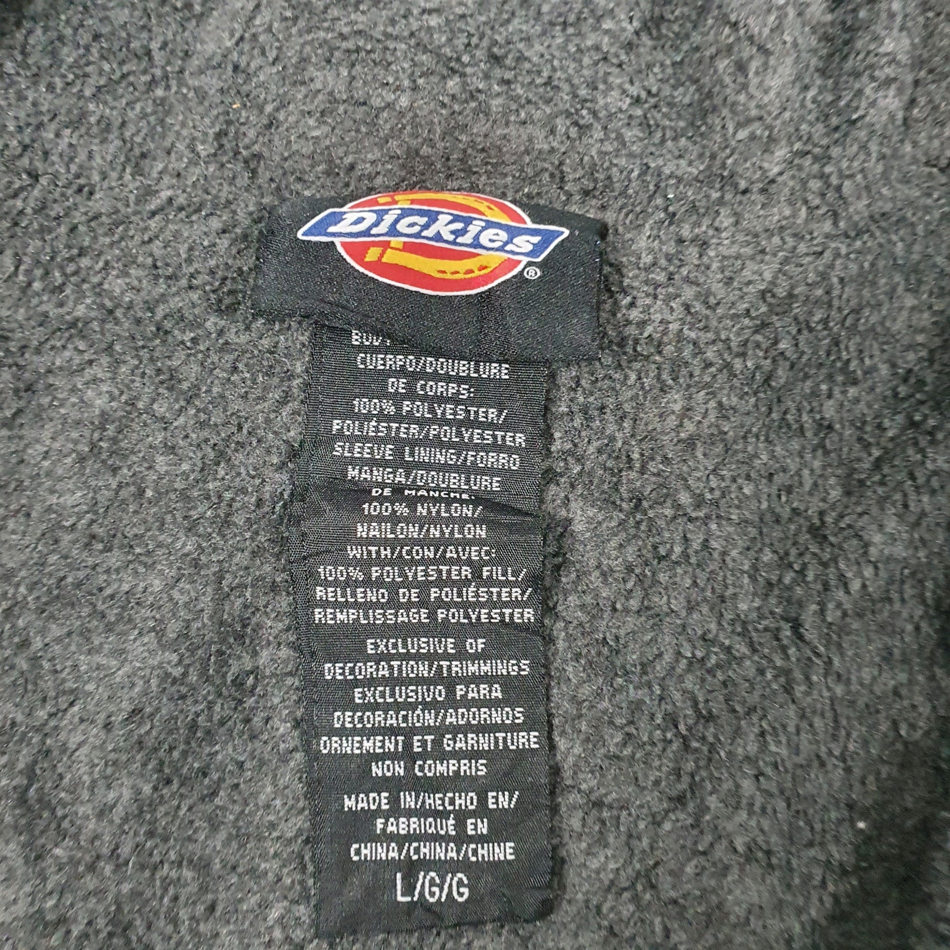 Mens Black Dickies Fleece Lined Crewneck Coat