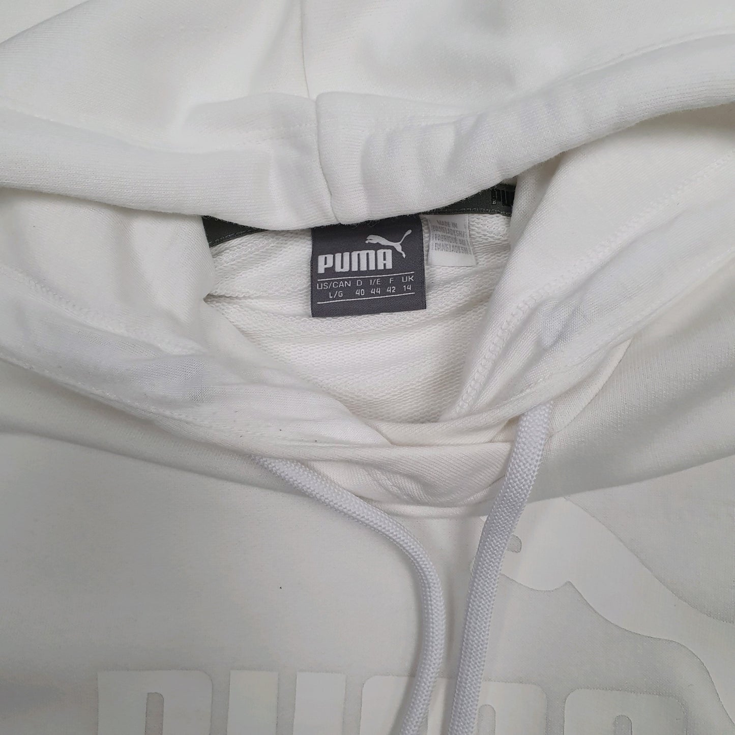 Womens White Puma  Hoodie Jumper