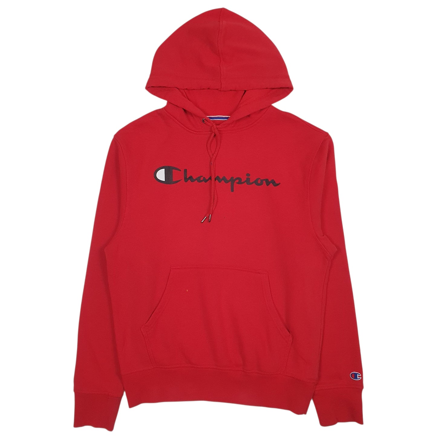 Mens Red Champion Spellout Hoodie Jumper