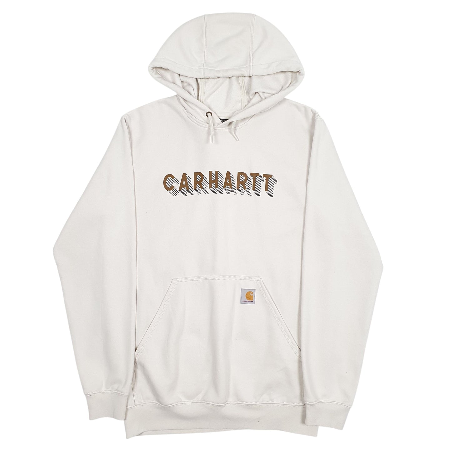 Mens Cream Carhartt Spellout Hoodie Jumper