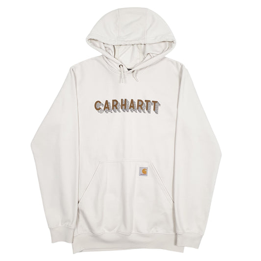 Mens Cream Carhartt Spellout Hoodie Jumper