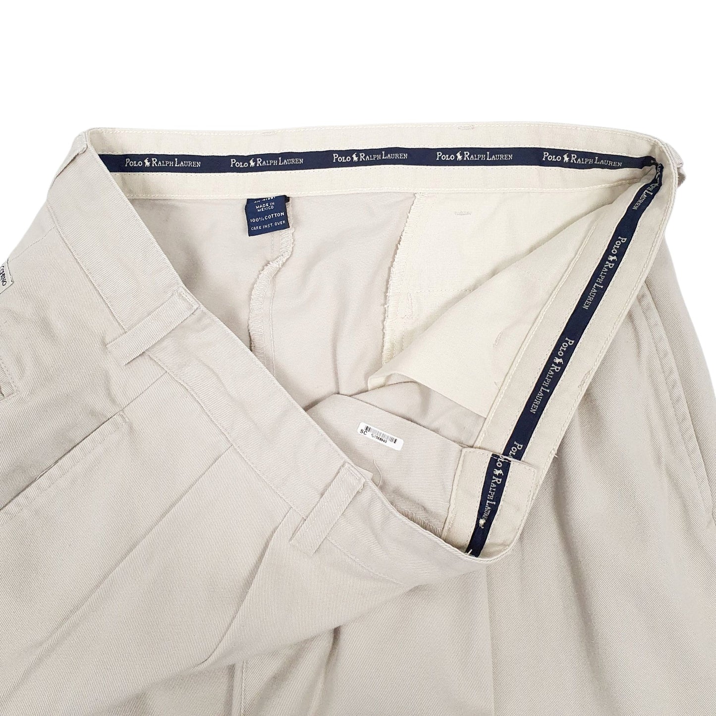 Mens Cream Polo Ralph Lauren Hammond Pant Pleated 90s  Trousers
