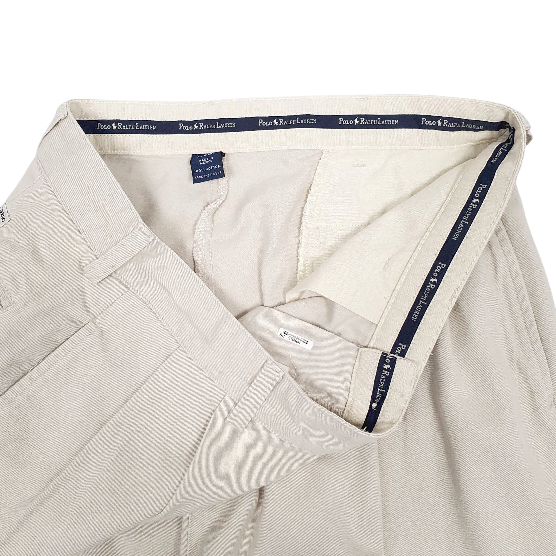 Mens Cream Polo Ralph Lauren Hammond Pant Pleated 90s  Trousers