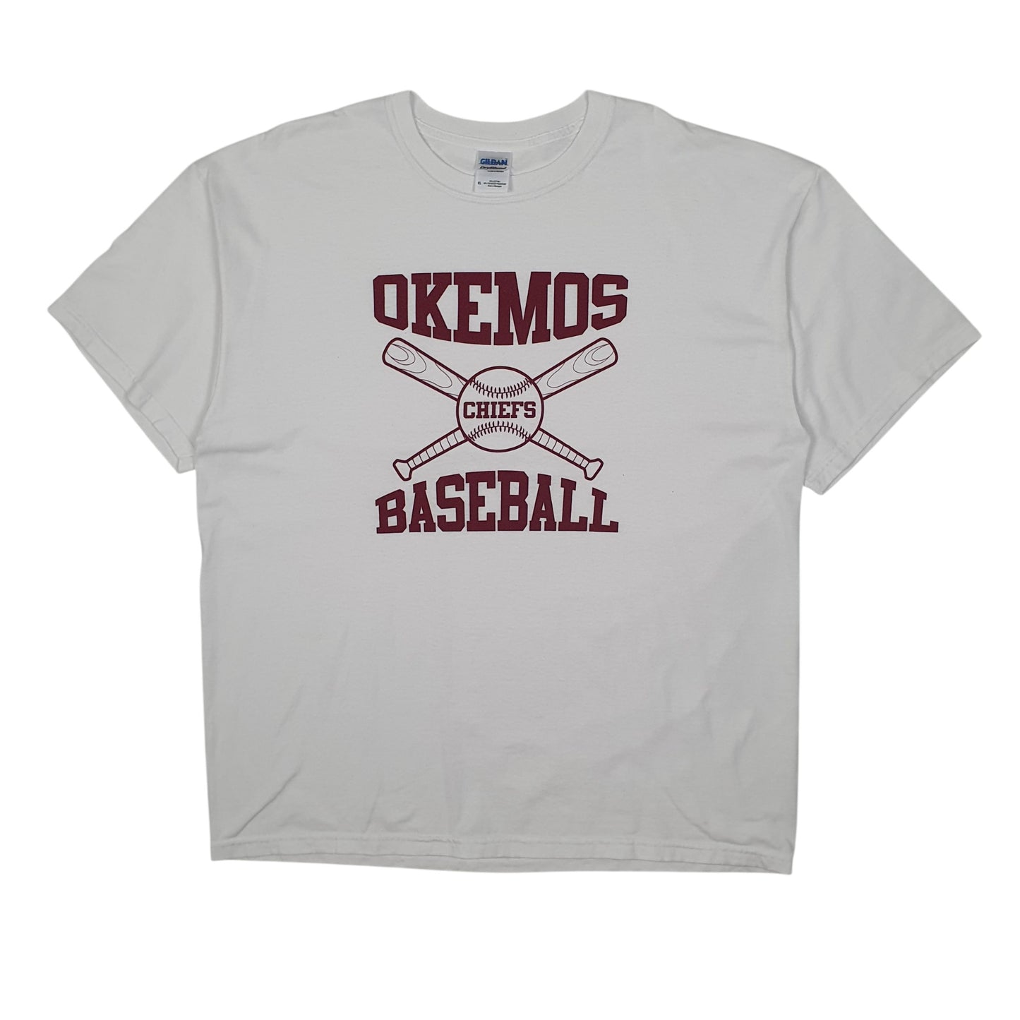 Womens White Gildan Okemos Baseball Short Sleeve T Shirt