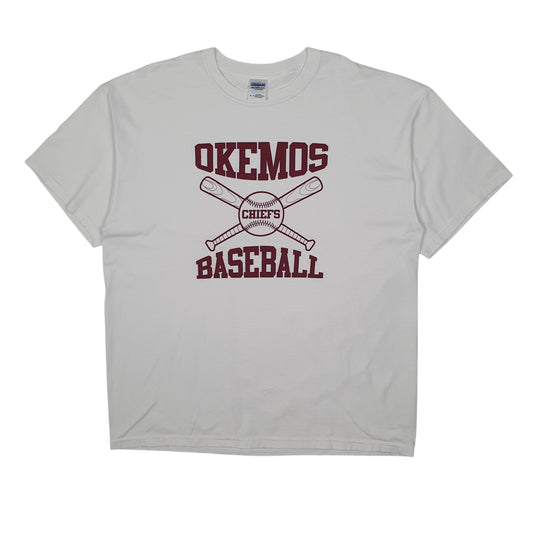 Womens White Gildan Okemos Baseball Short Sleeve T Shirt