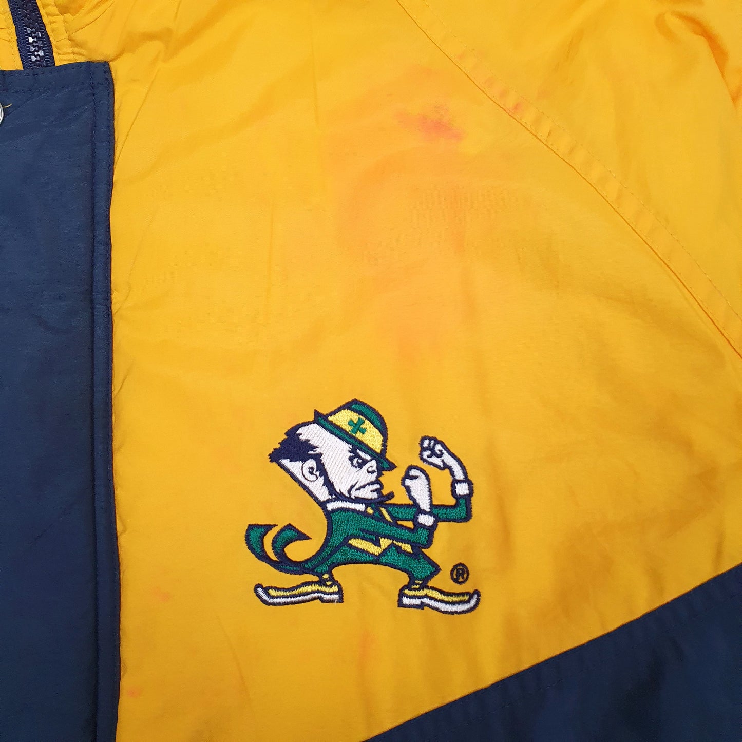 Mens Yellow Turbo Sportswear Vintage 90s Notre Dame Fighting Irish  Coat
