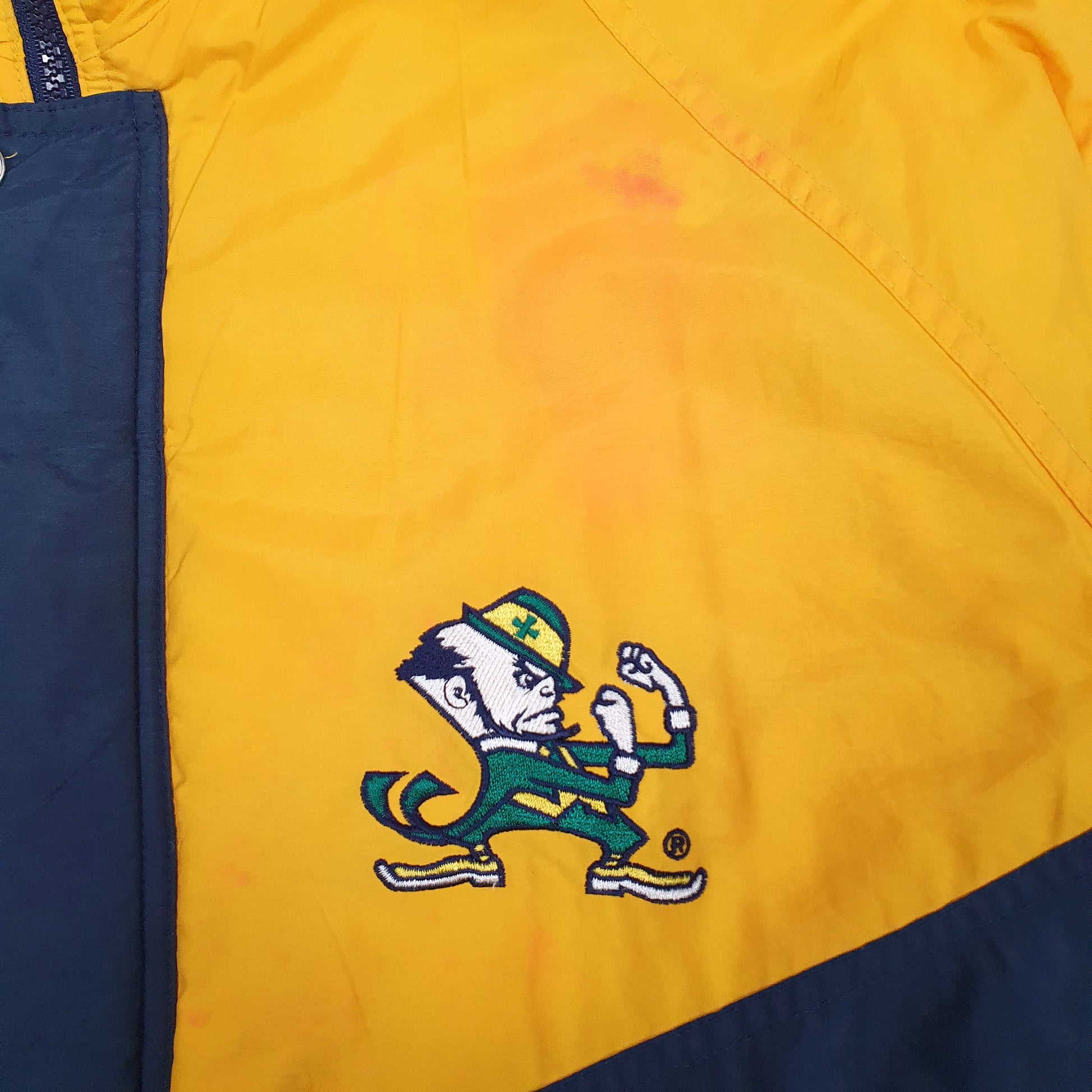 Mens Yellow Turbo Sportswear Vintage 90s Notre Dame Fighting Irish  Coat