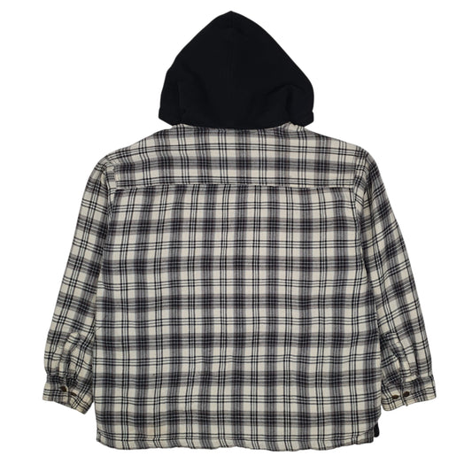 Mens Grey Craftsmen Shacket Hoodie Plaid  Coat
