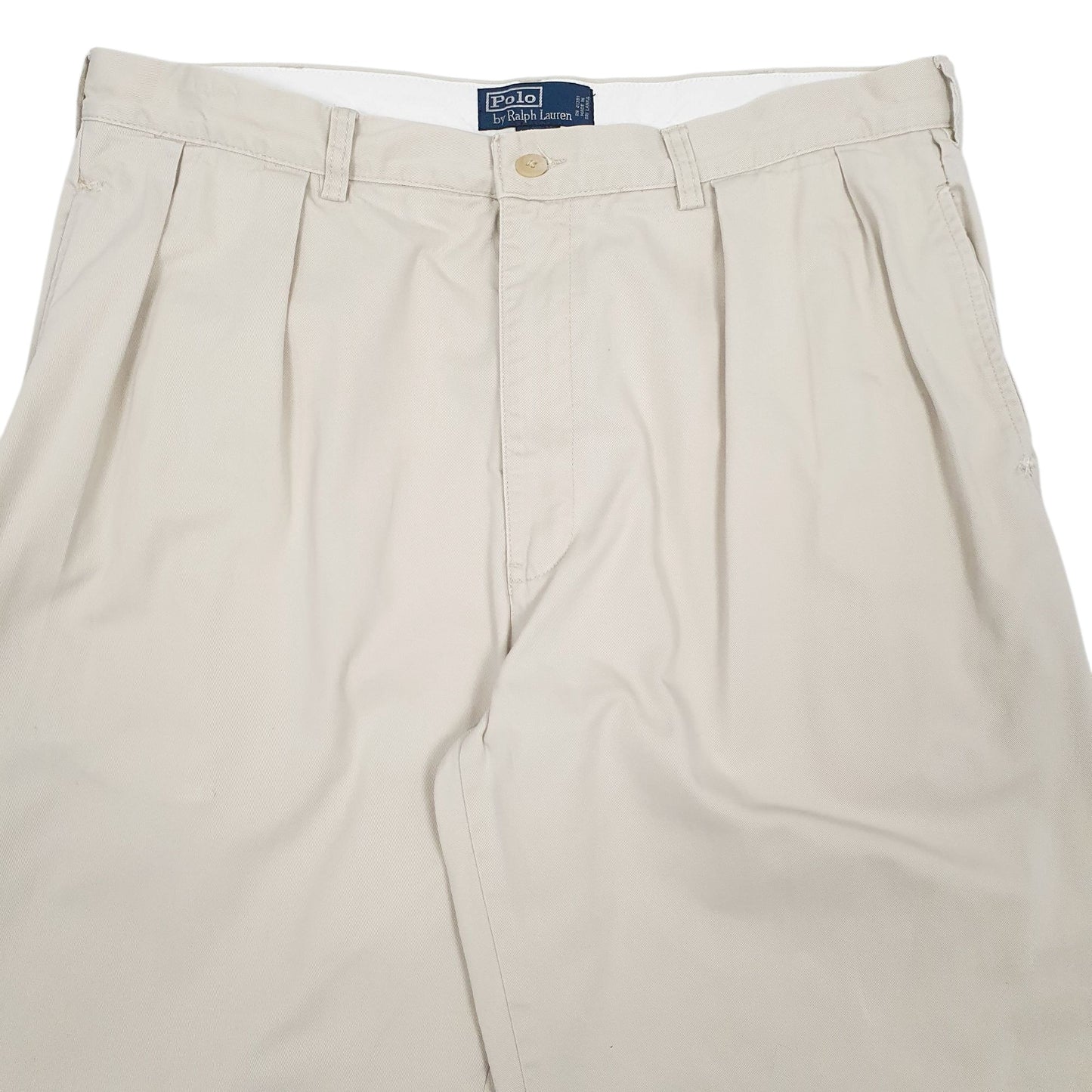 Mens Cream Polo Ralph Lauren Double Pleated Andrew Pant Vintage  Trousers