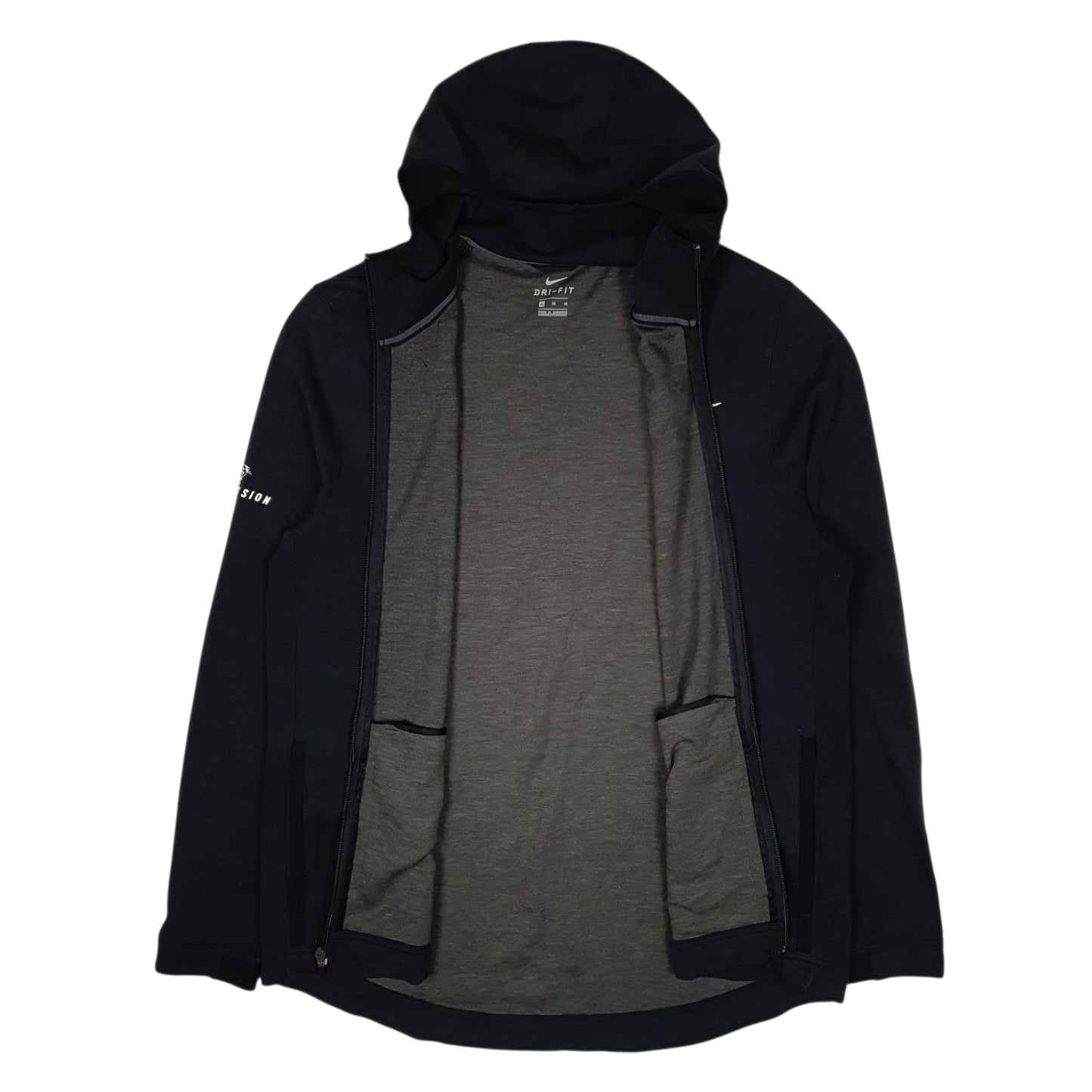 Mens Black Nike Dri Fit Hoodie Full Zip Jumper