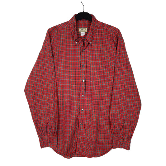 Mens Red L.L.Bean Vintage 90s Made In USA Long Sleeve Shirt