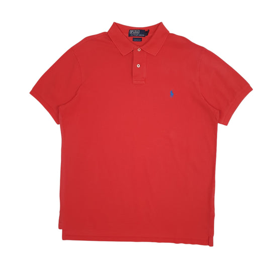 Mens Red Polo Ralph Lauren Custom Fit Short Sleeve Polo Shirt
