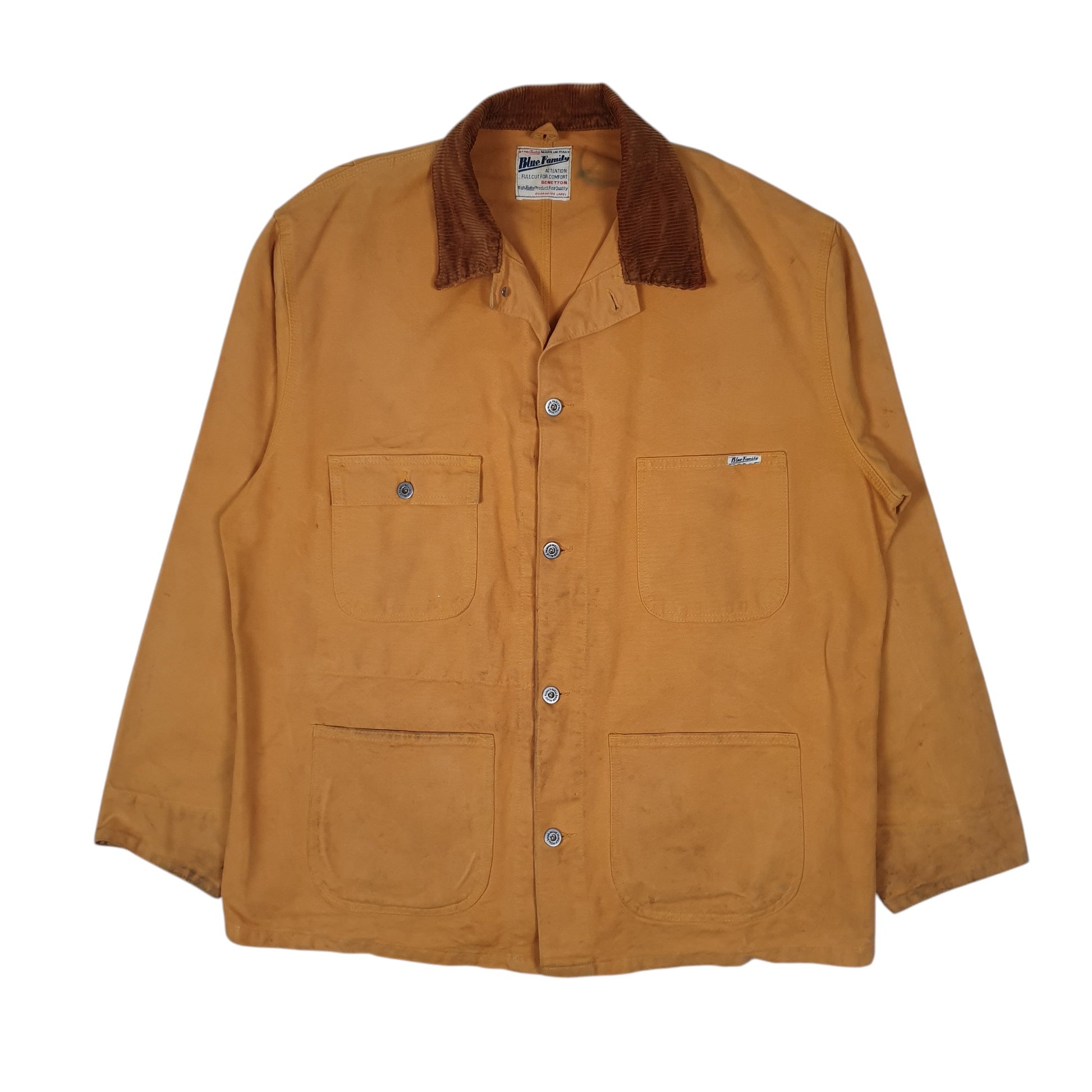 Mens Tan Benetton Vintage 1970s Chore Made in Italy  Coat