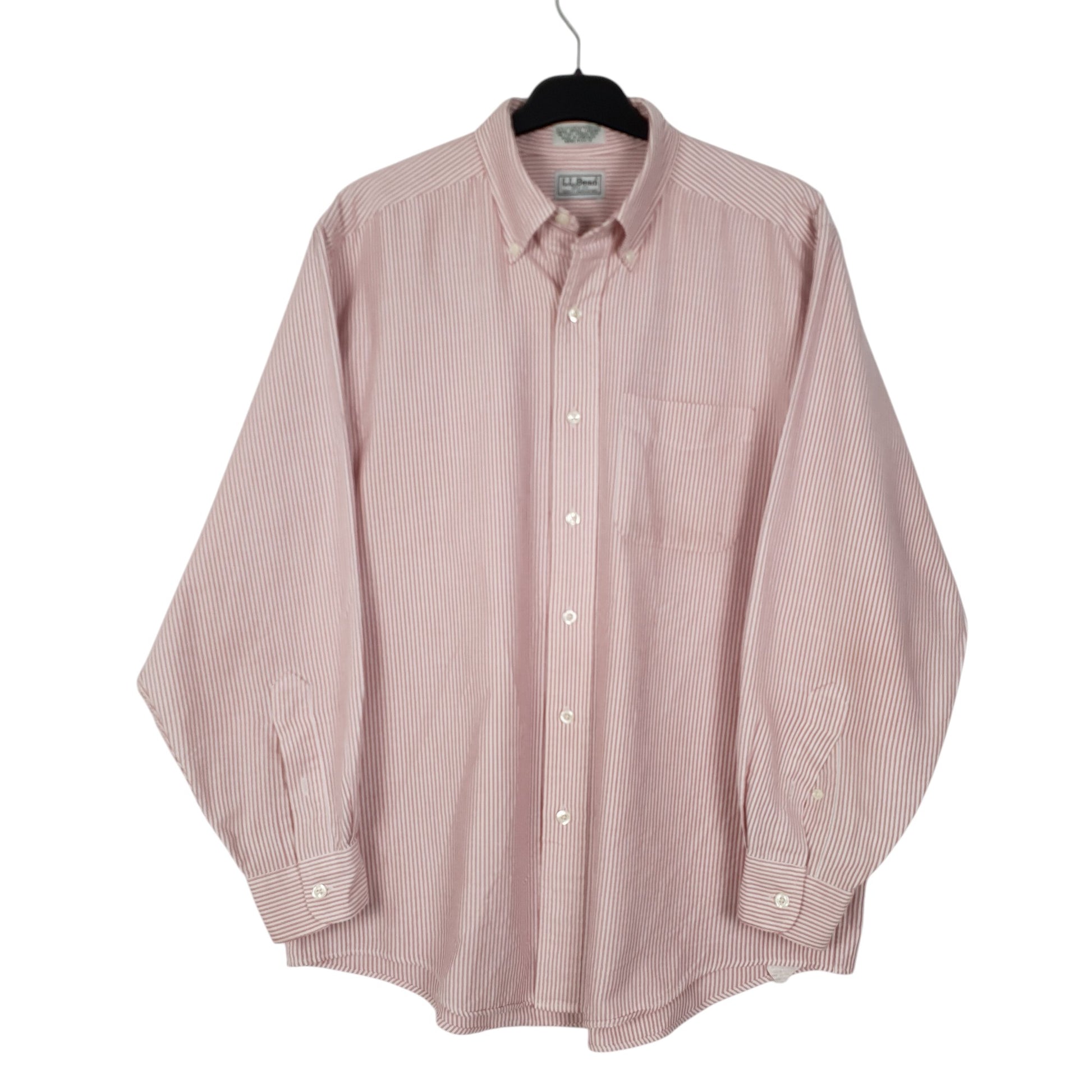 Mens Pink L.L.Bean Vintage 90s Long Sleeve Shirt