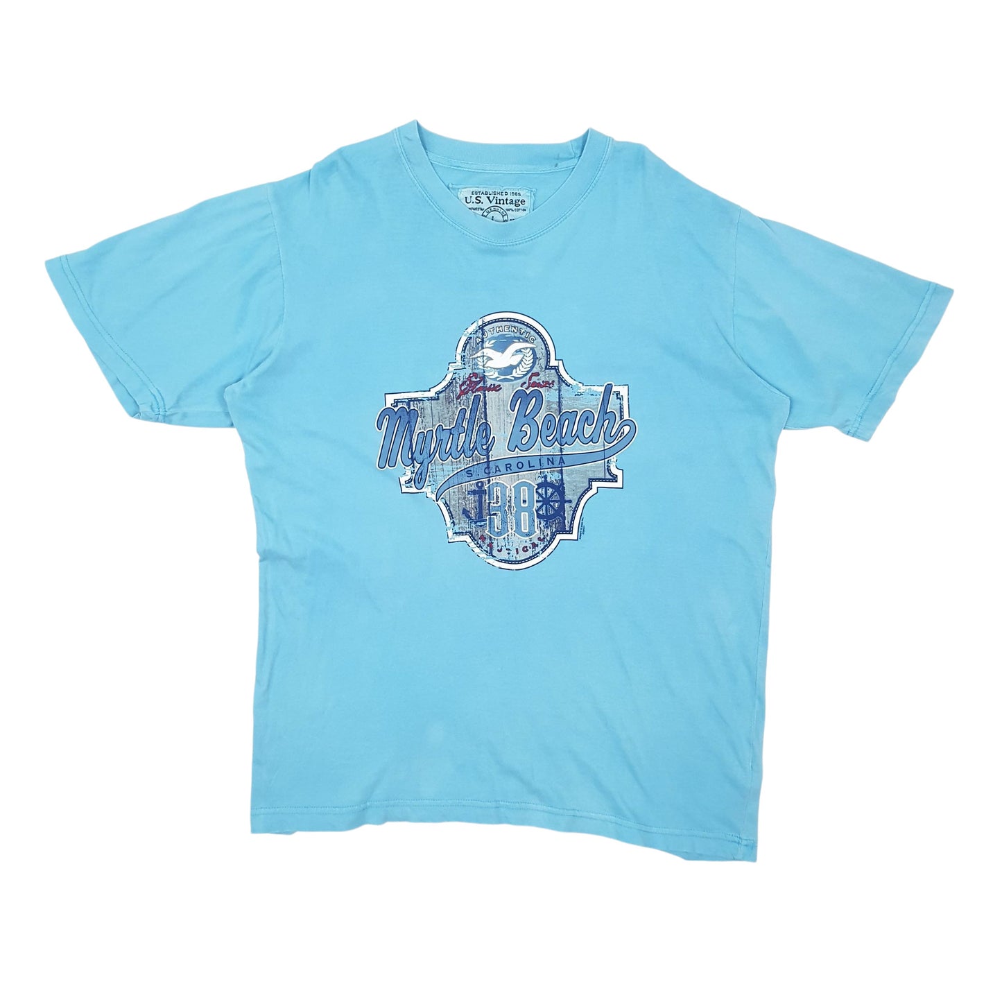 Mens Blue US Vintage Myrtle Beach Short Sleeve T Shirt