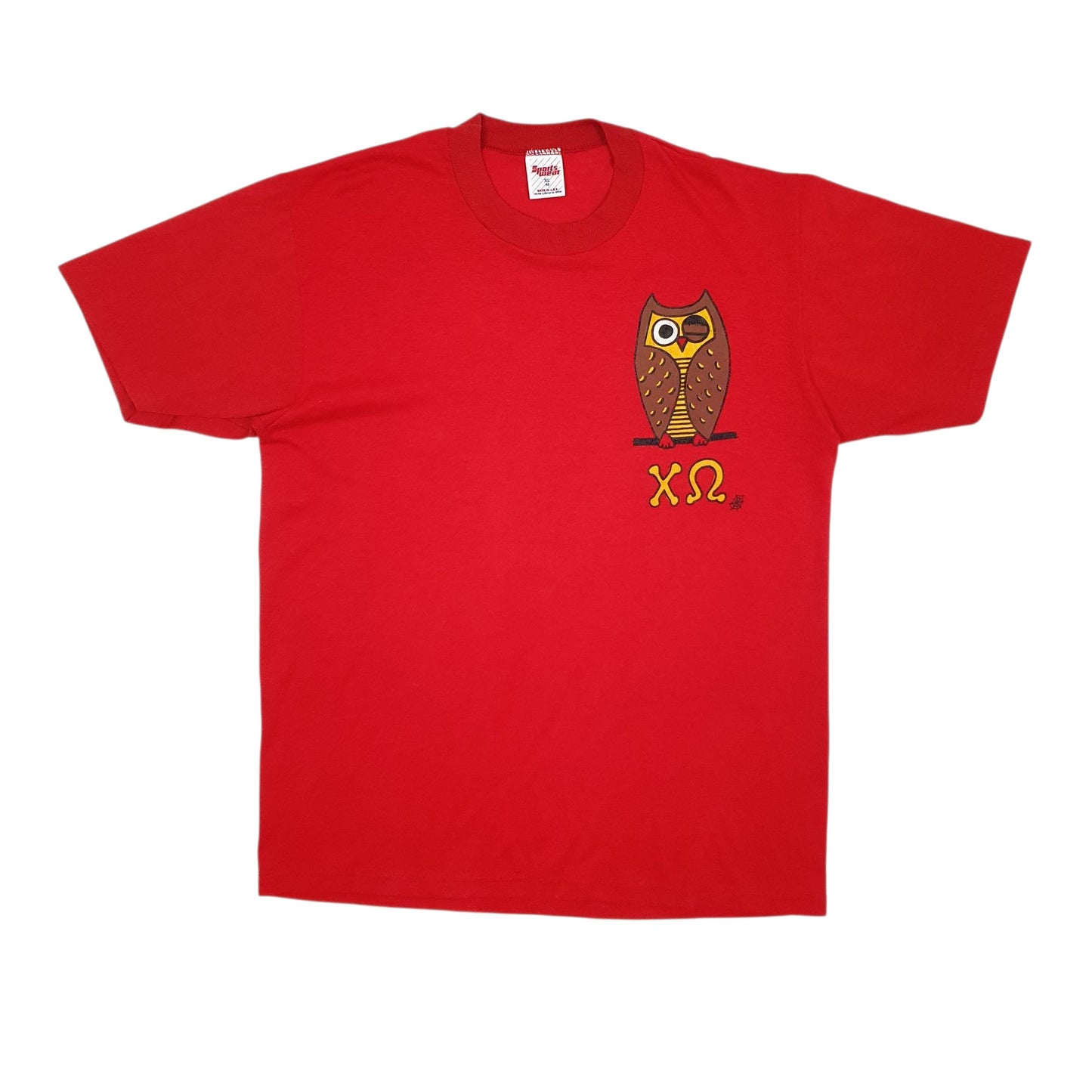 Mens Red Sports Wear Single Stitch Vintage 90s Short Sleeve T Shirt