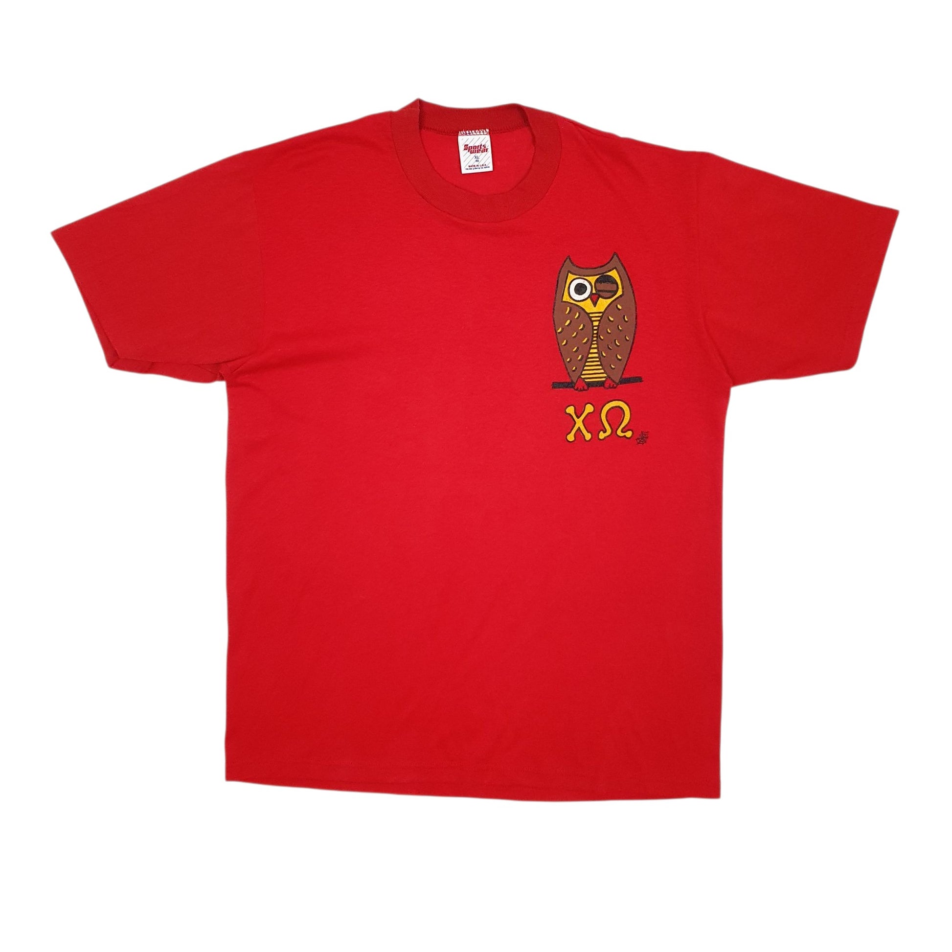 Mens Red Sports Wear Single Stitch Vintage 90s Short Sleeve T Shirt