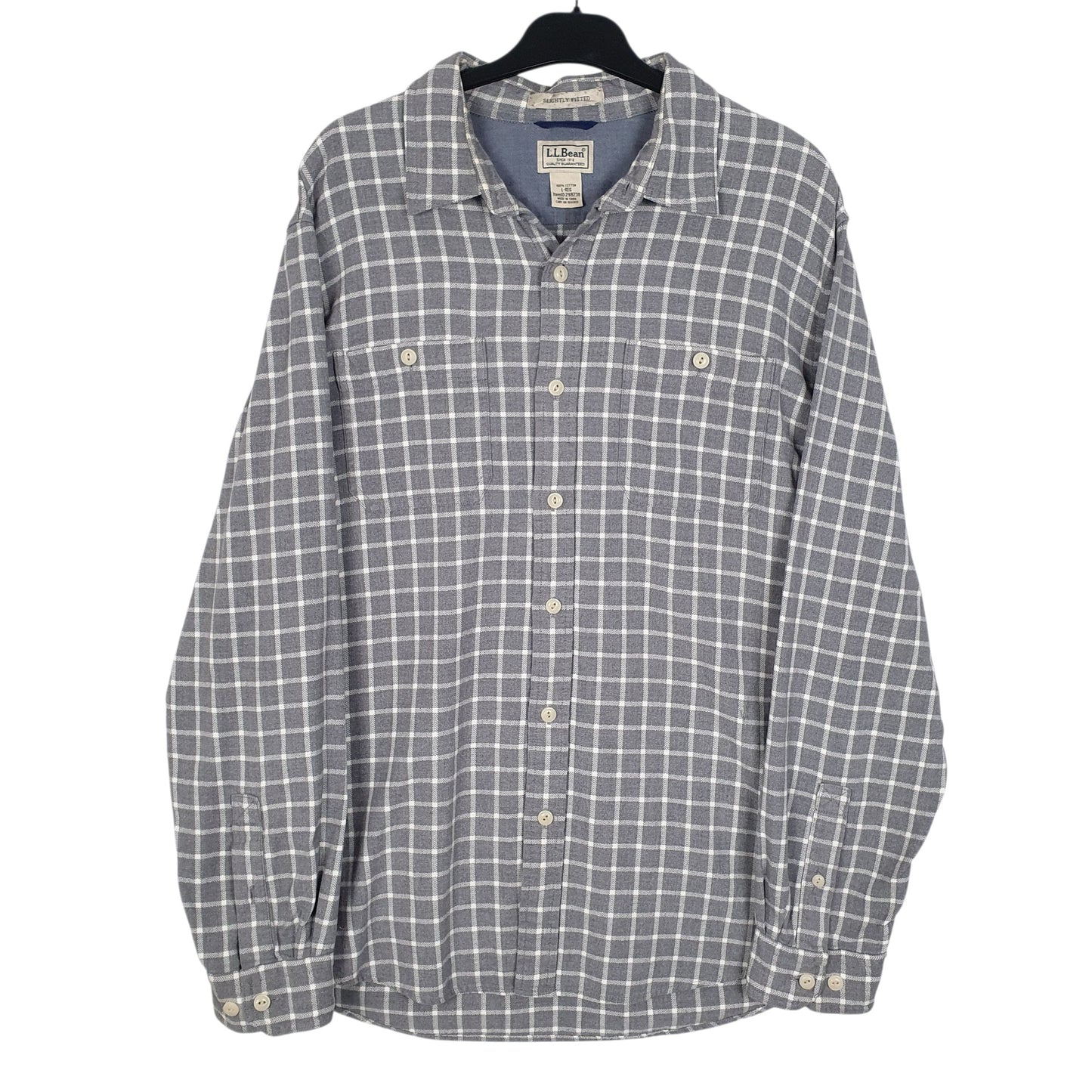 Mens Grey L.L.Bean Chamois Flannel Long Sleeve Shirt
