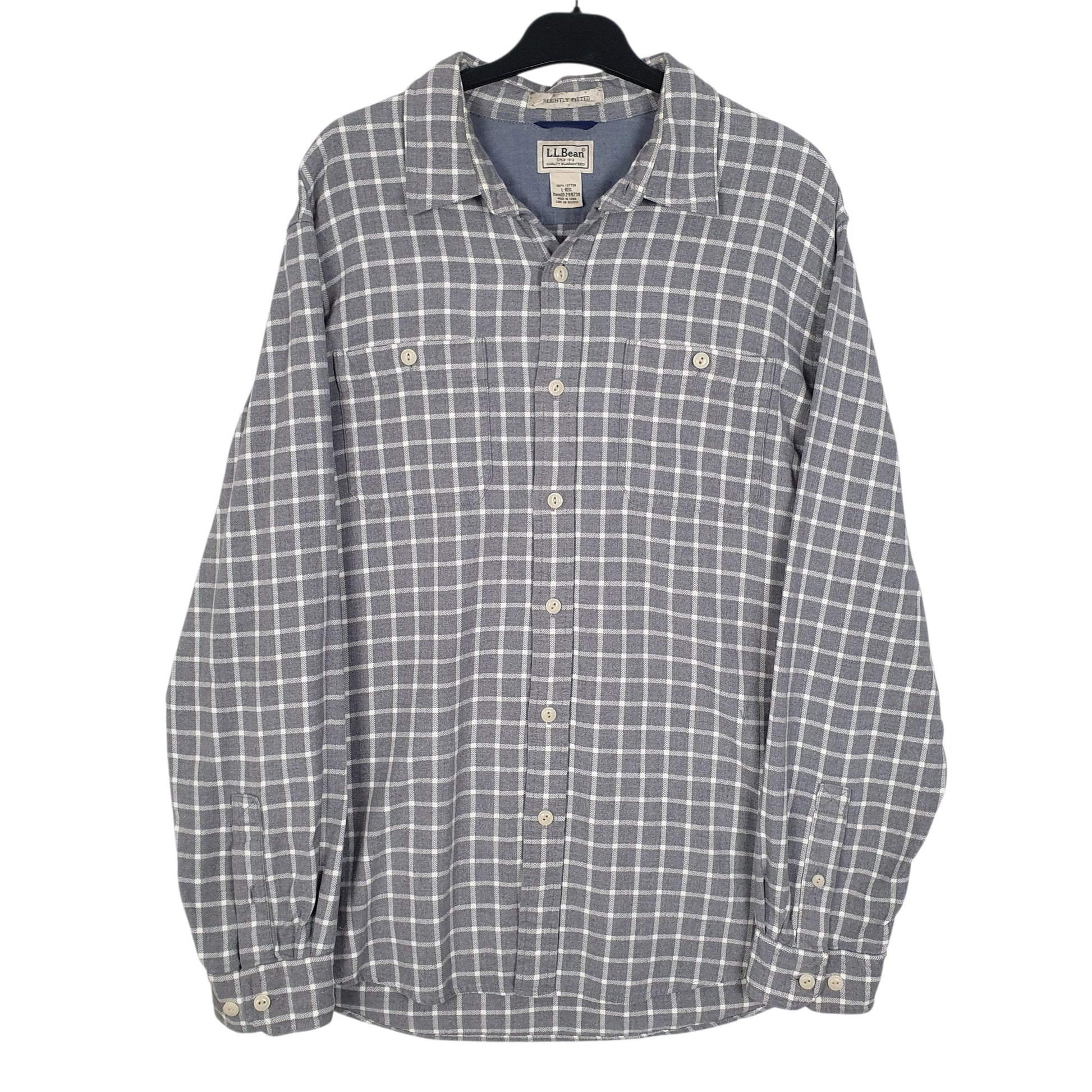 Mens Grey L.L.Bean Chamois Flannel Long Sleeve Shirt