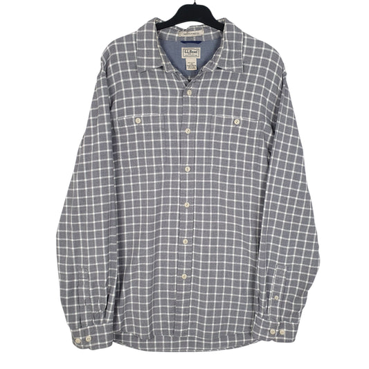 Mens Grey L.L.Bean Chamois Flannel Long Sleeve Shirt