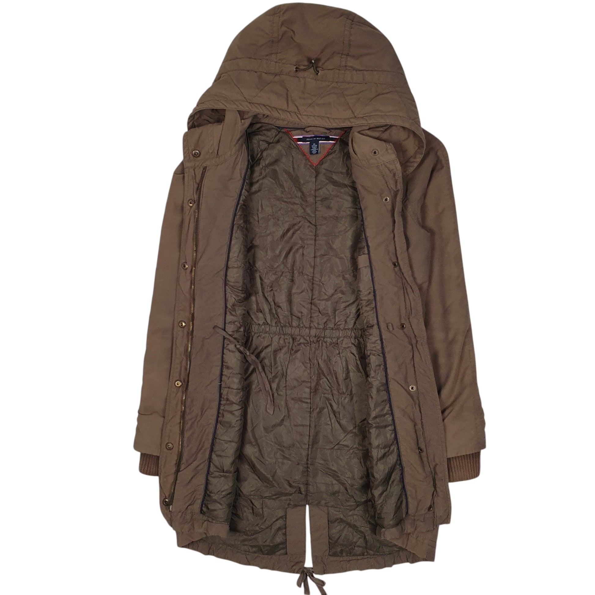 Womens Brown Tommy Hilfiger Hooded Longline  Coat