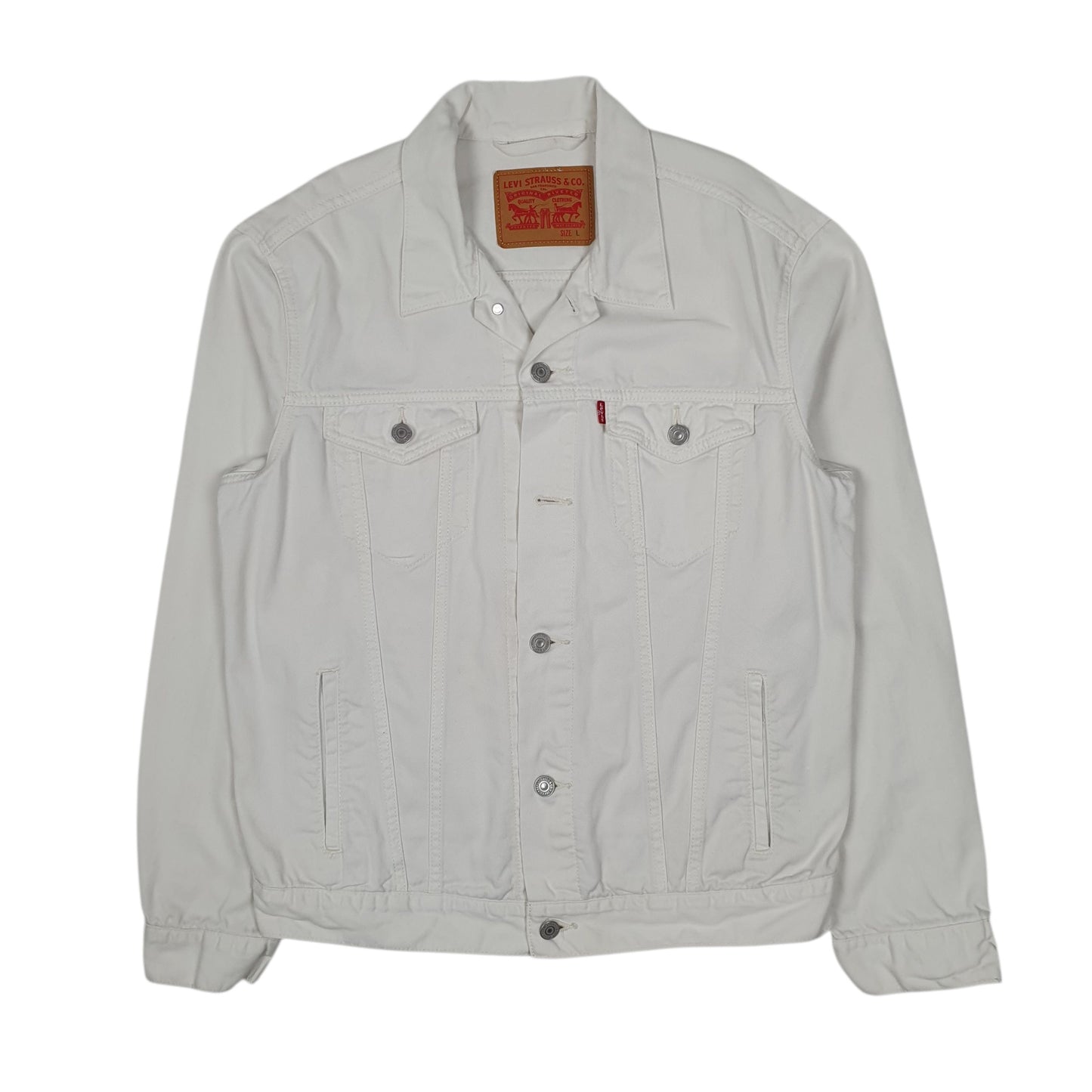 Mens White Levis Type 3 Trucker Crewneck Coat