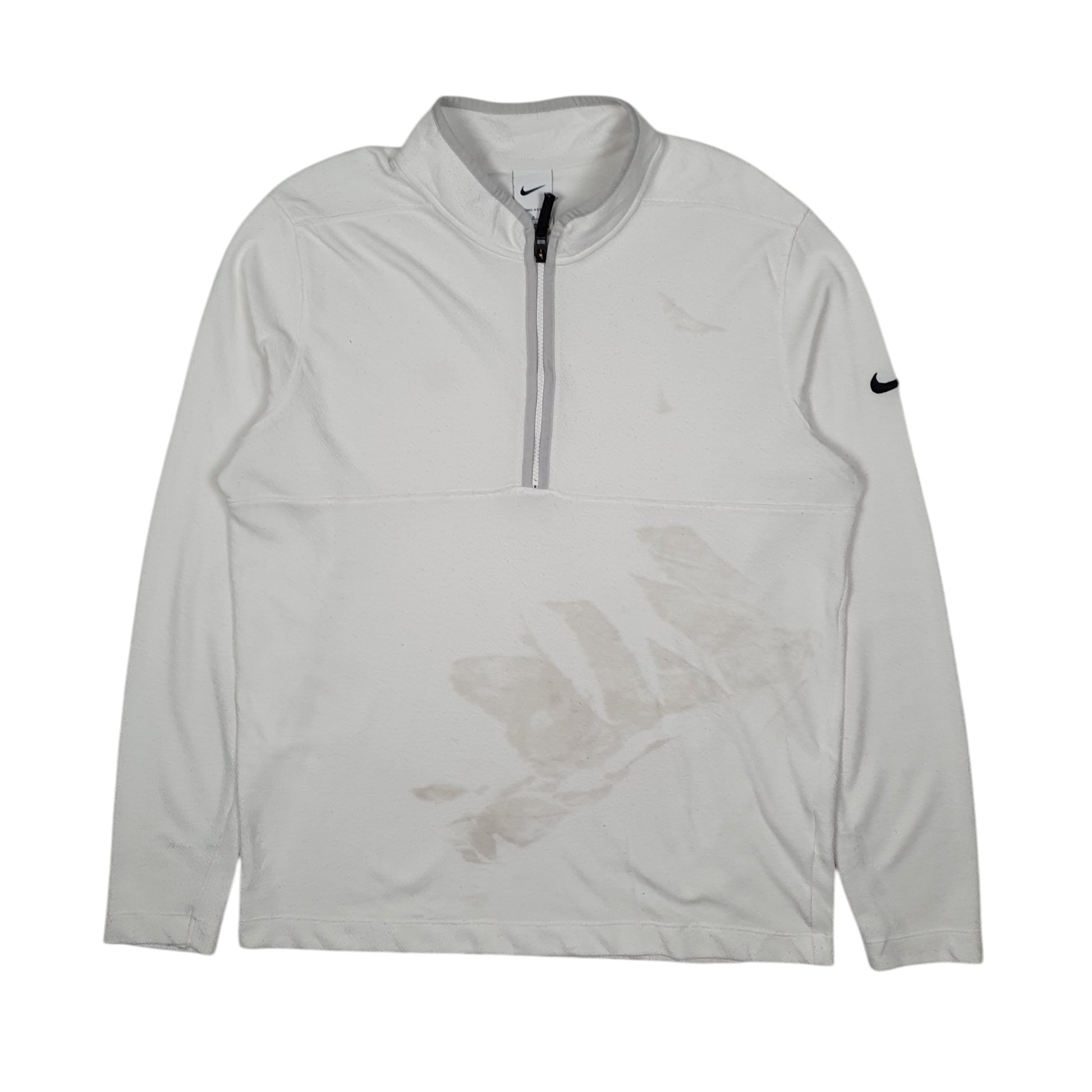 Mens White Nike Dri Fit Quarter Zip Jumper