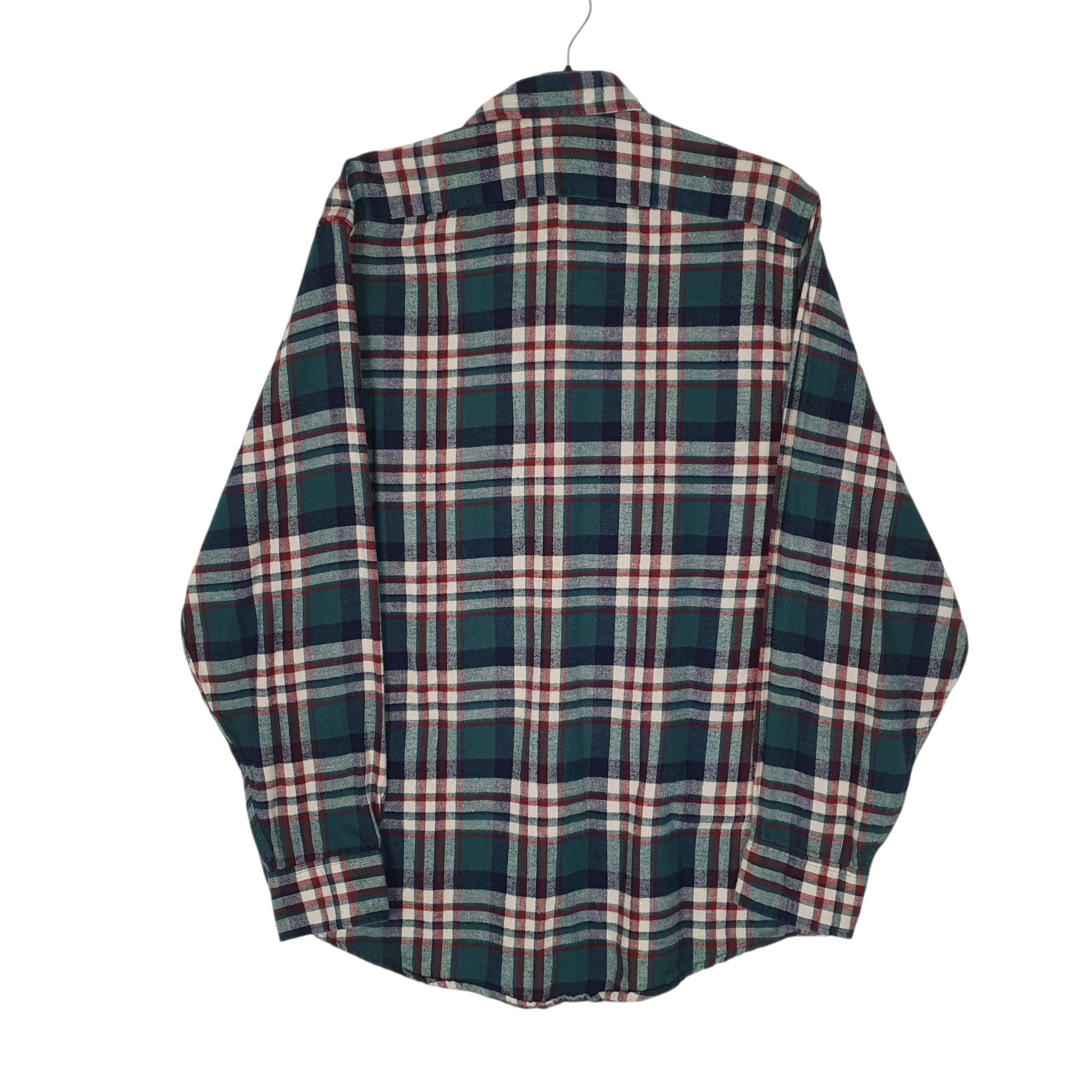 Mens Green L.L.Bean Scotch Plaid Flannel Vintage 90s  Shirt