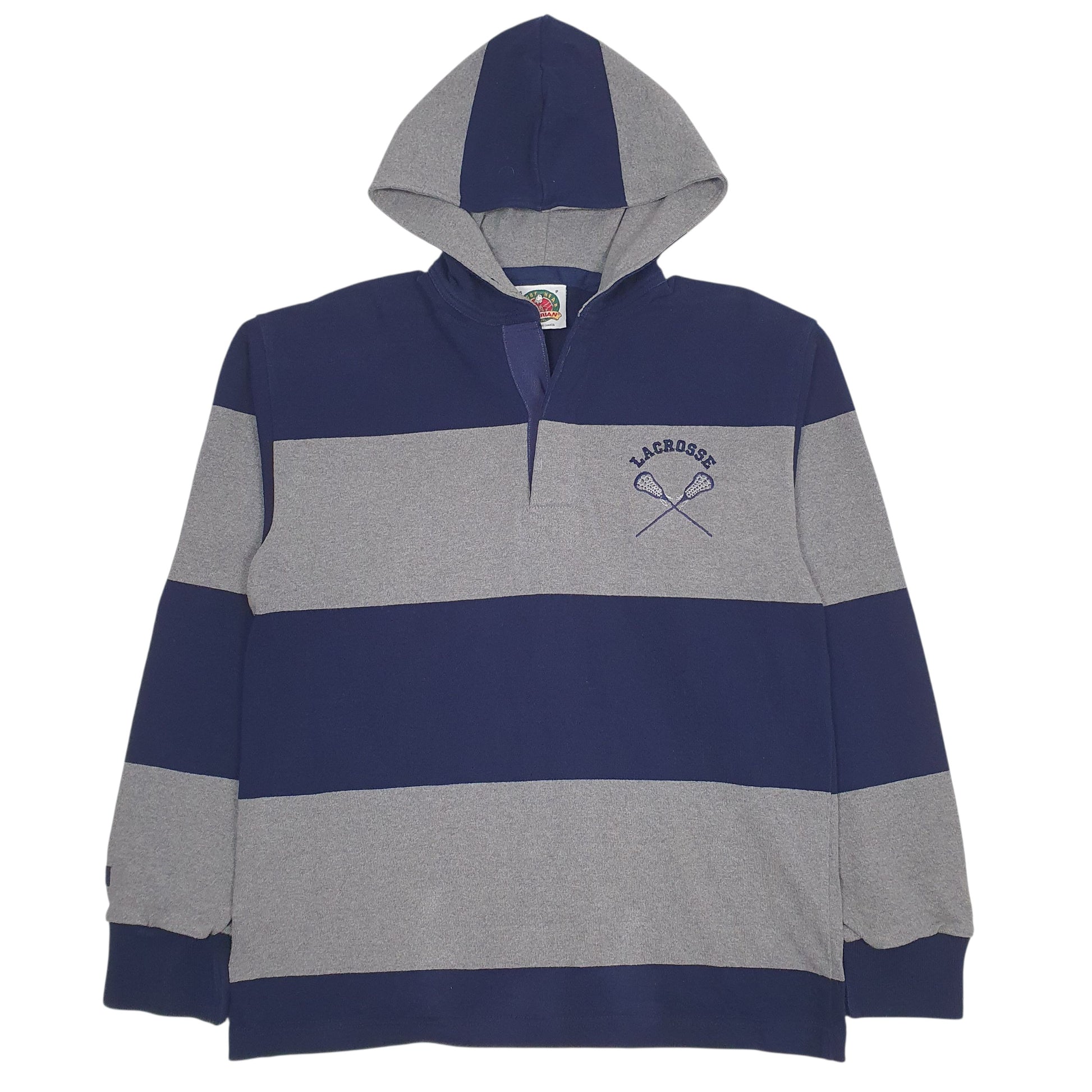 Mens Grey Barbarian Hooded Lacrosse Long Sleeve Polo Shirt