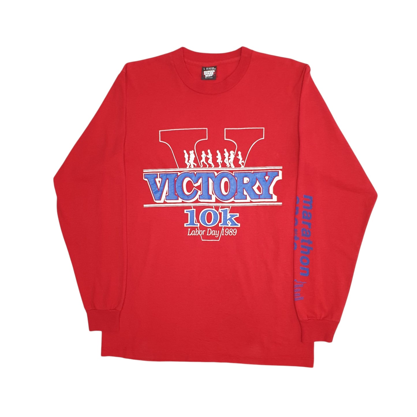 Mens Red Screen Stars Single Stitch Vintage 80s Long Sleeve T Shirt