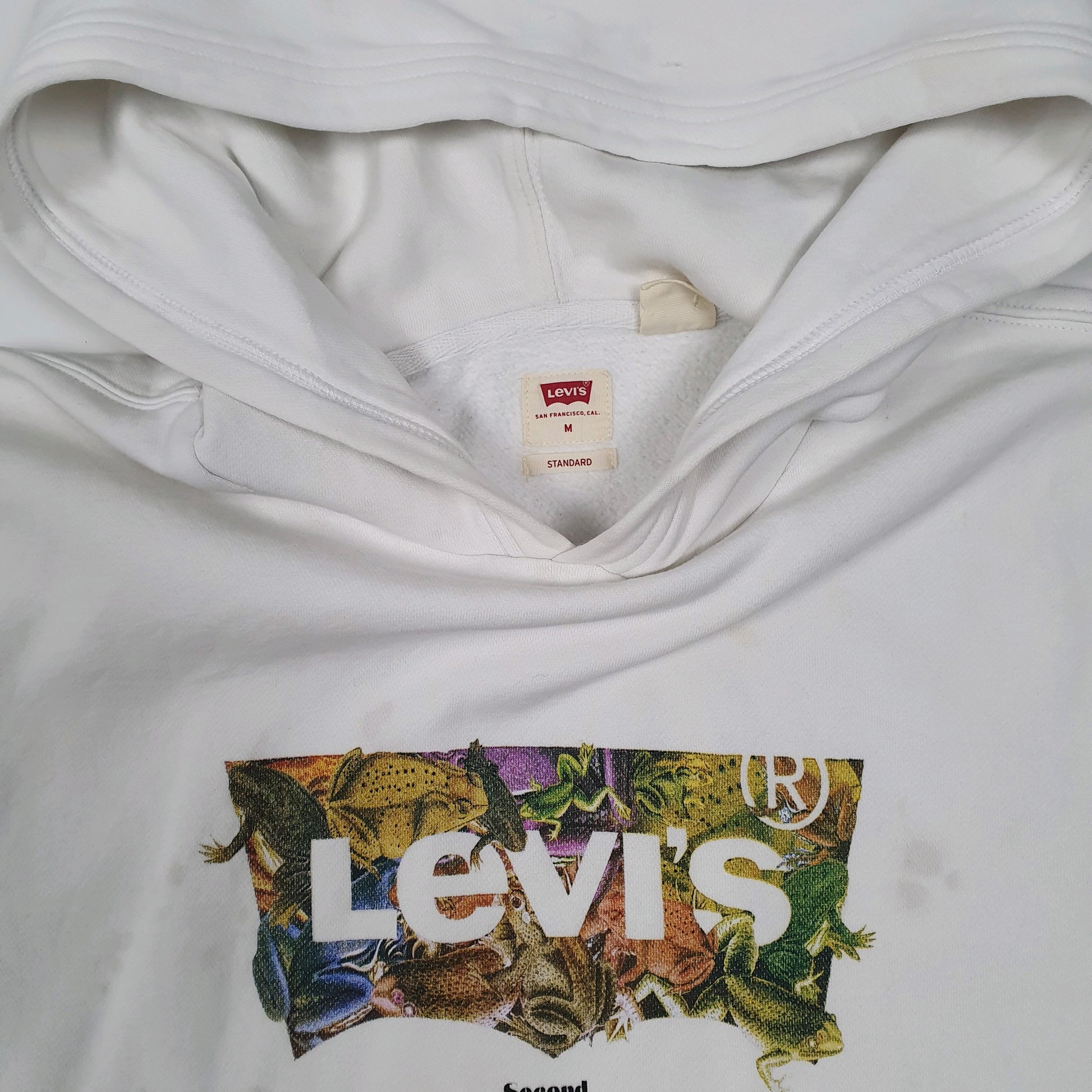 Mens White Levis  Hoodie Jumper