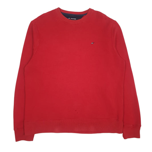 Mens Red Tommy Hilfiger  Crewneck Jumper