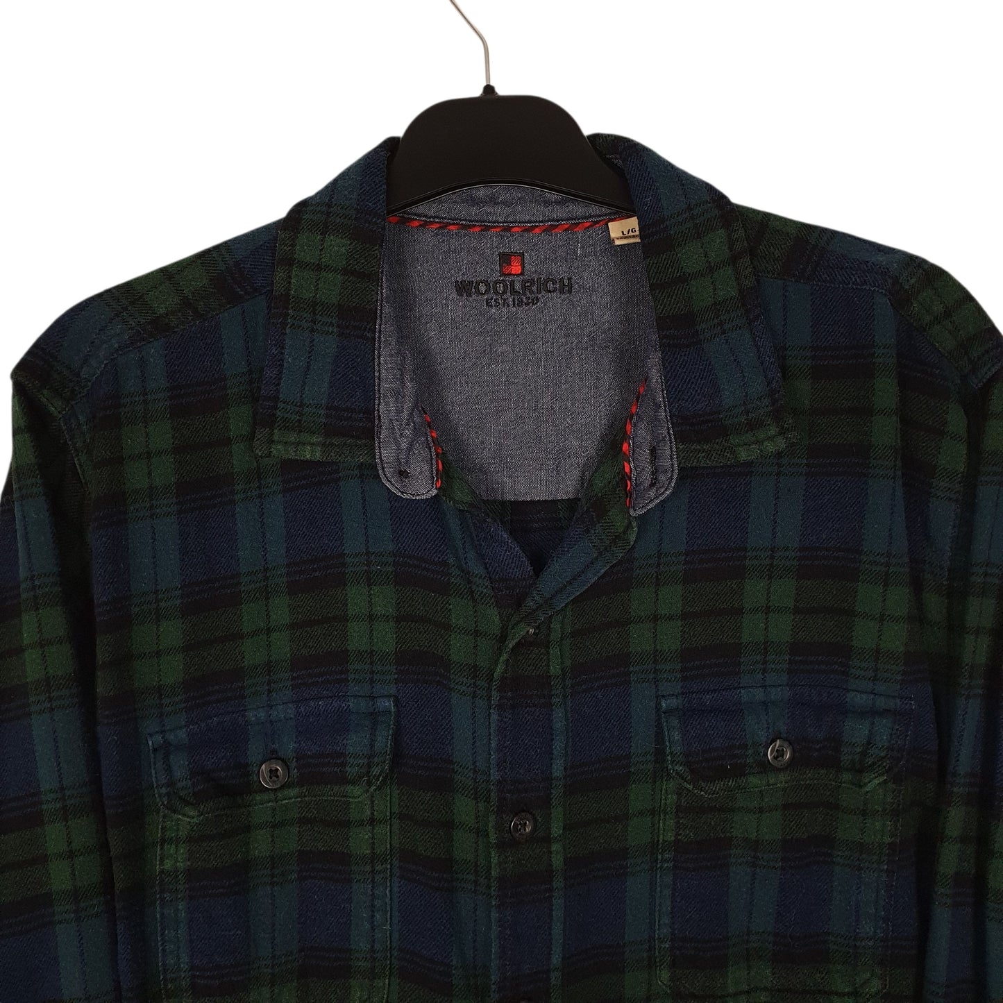 Mens Navy Woolrich Thick Flannel Plaid  Shirt